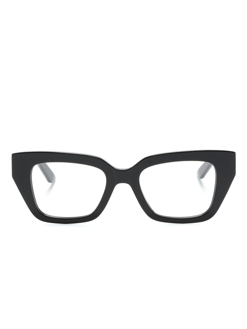 Alexander McQueen Eyewear logo雕刻方框眼镜 - 黑色