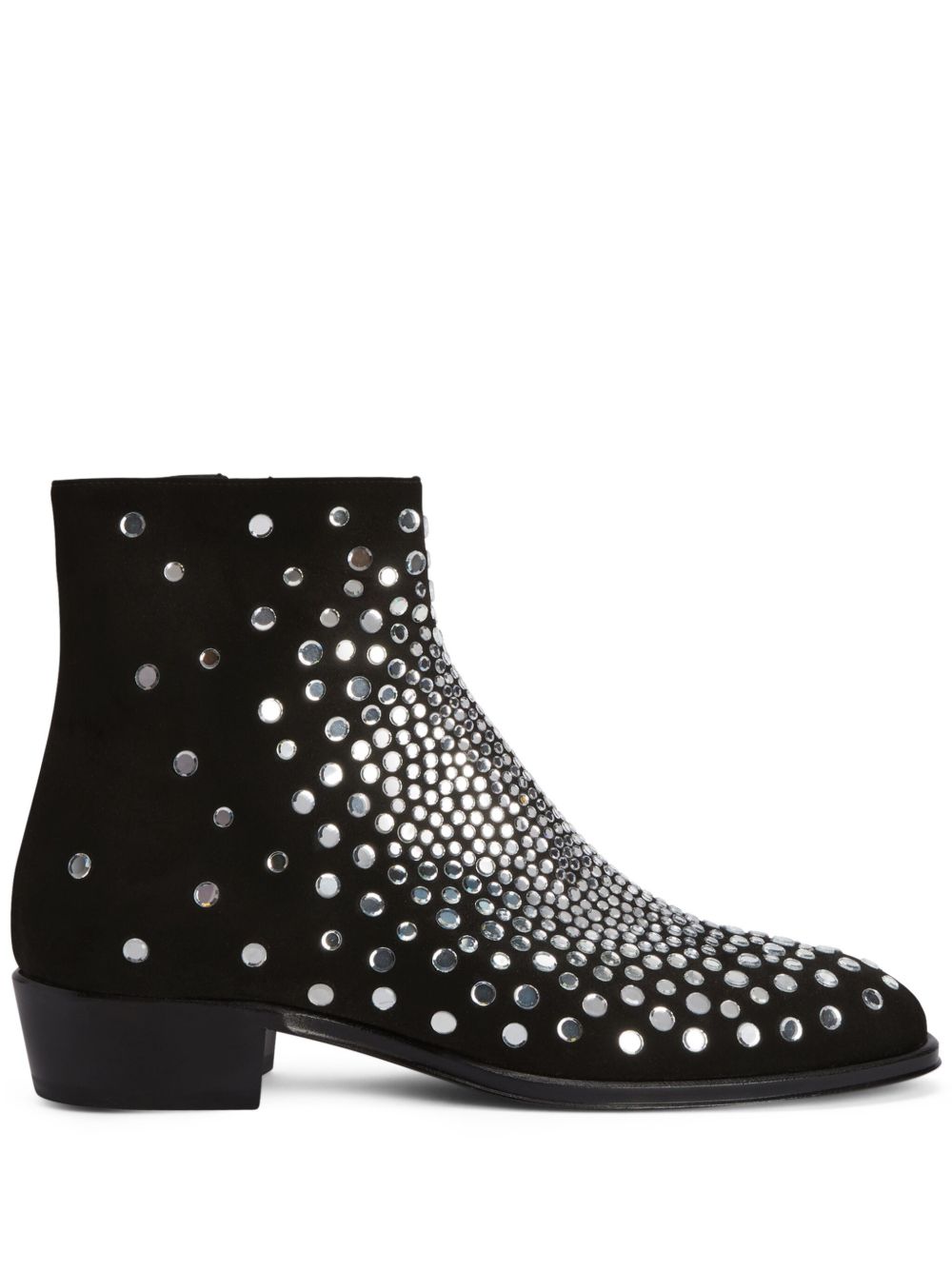 Giuseppe Zanotti Fabyen 晶饰绒面皮短靴 - 黑色