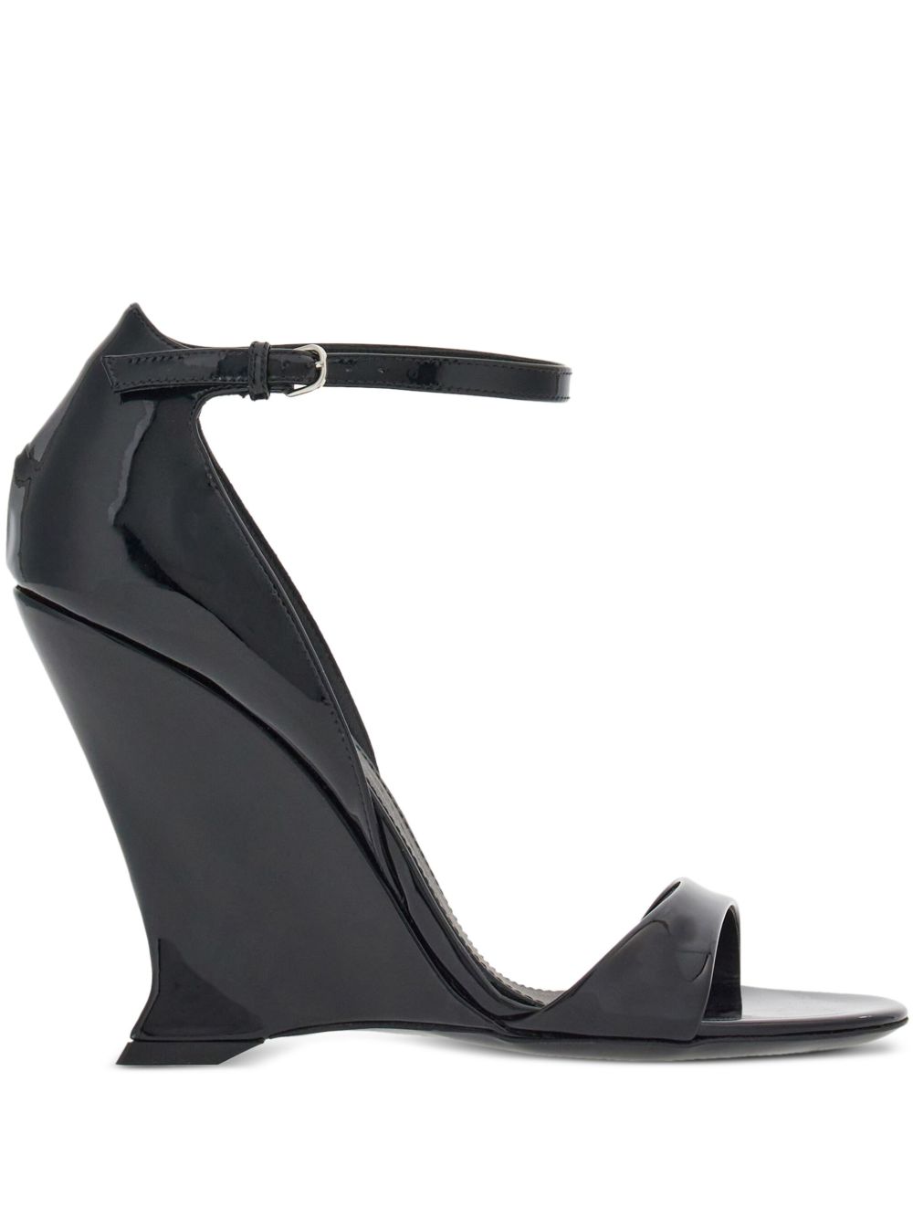 Ferragamo 漆皮高跟凉鞋 - 黑色