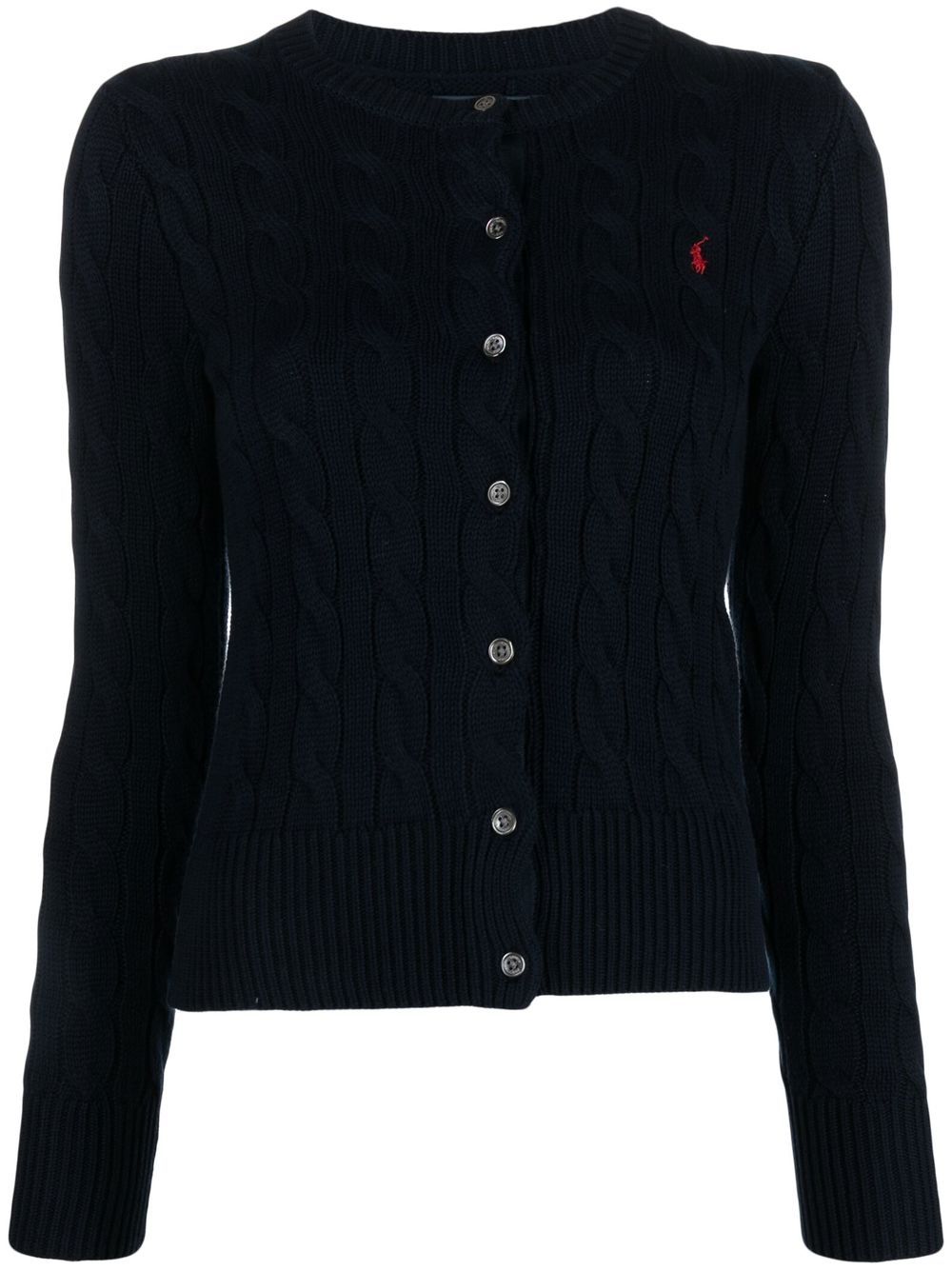 Polo Ralph Lauren Polo Pony 粗绞花针织开衫 - 蓝色