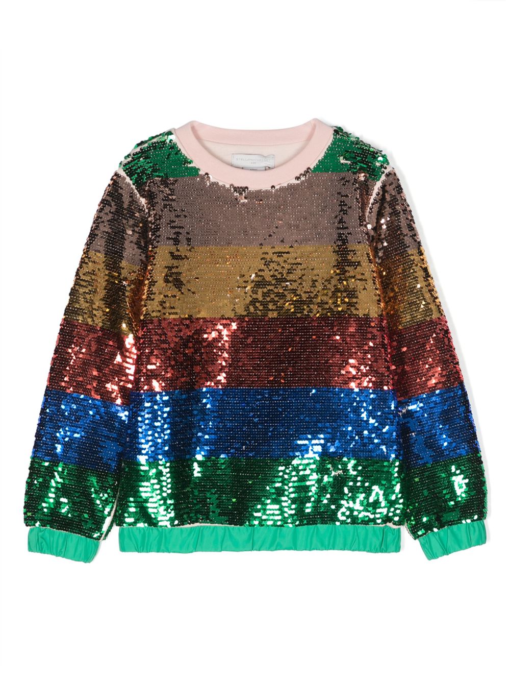 Stella McCartney Kids 亮片缀饰条纹卫衣 - 红色