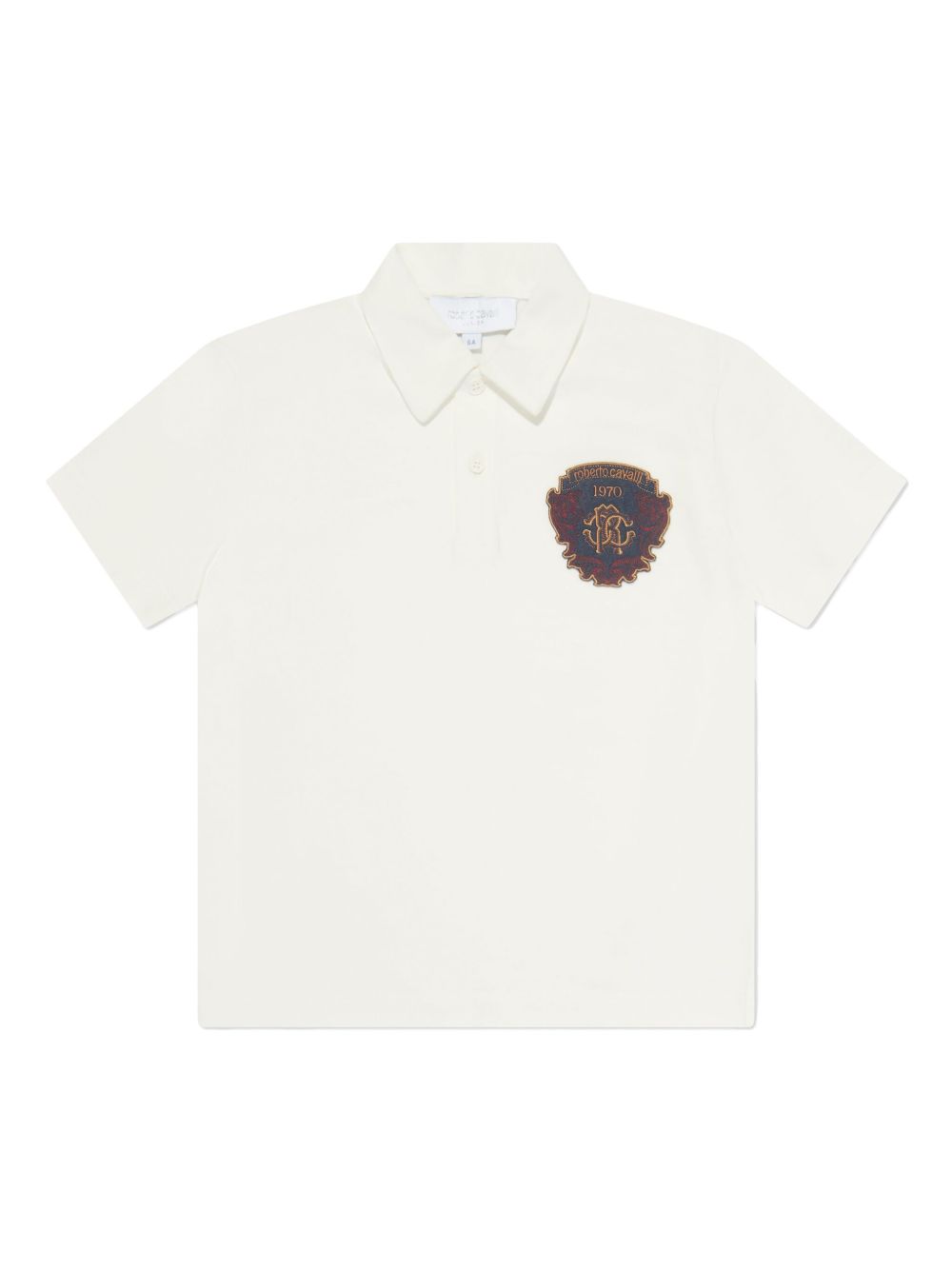 Roberto Cavalli Junior logo贴花棉polo衫 - 白色