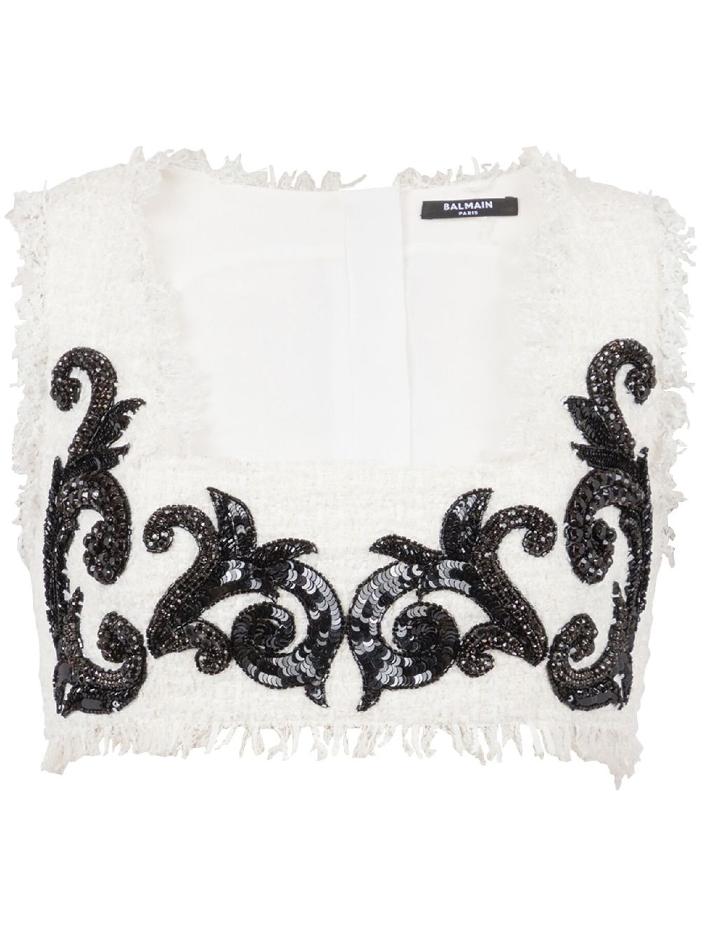 Balmain Baroque 刺绣粗花呢短款上衣 - 白色