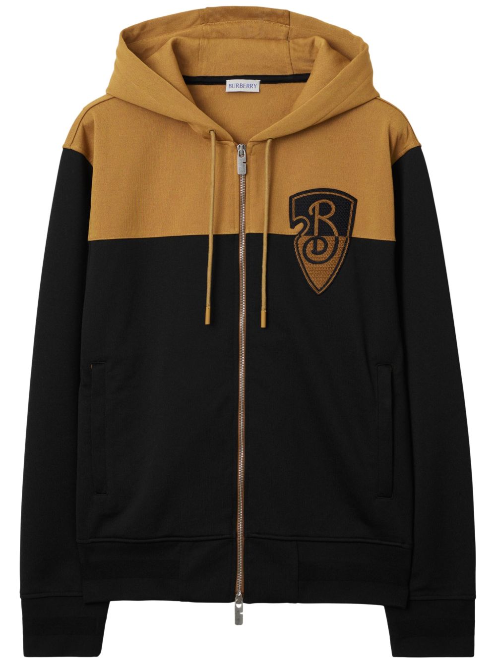 Burberry B Shield logo拉链连帽衫 - 黑色