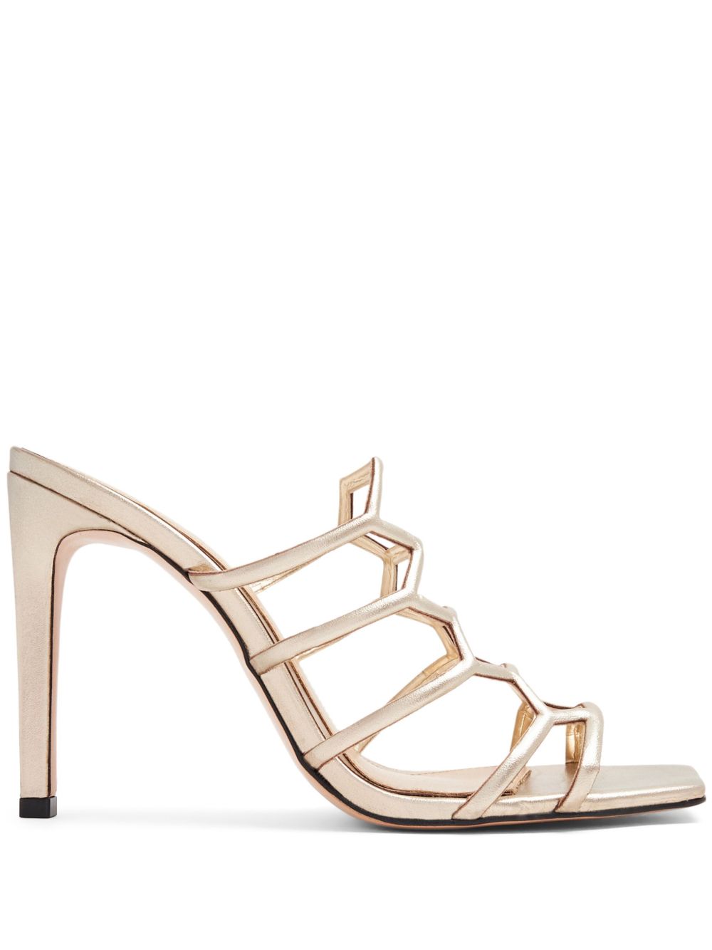 Schutz Julianna Weekend 高跟皮质穆勒鞋 - 金色