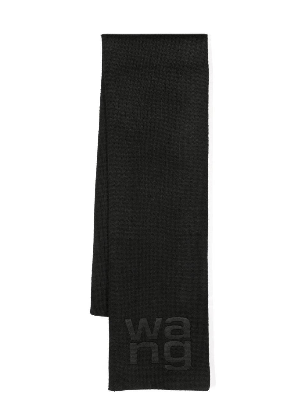 Alexander Wang 凹面压花logo针织围巾 - 黑色