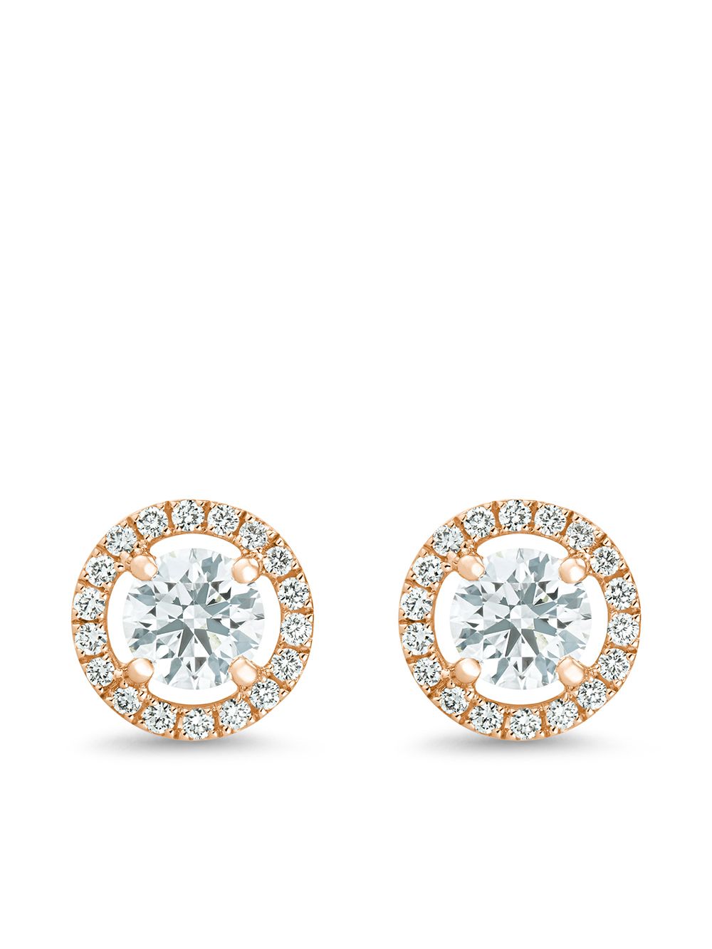 De Beers Jewellers Aura 18K玫瑰金圆形钻石镶嵌耳环 - 银色