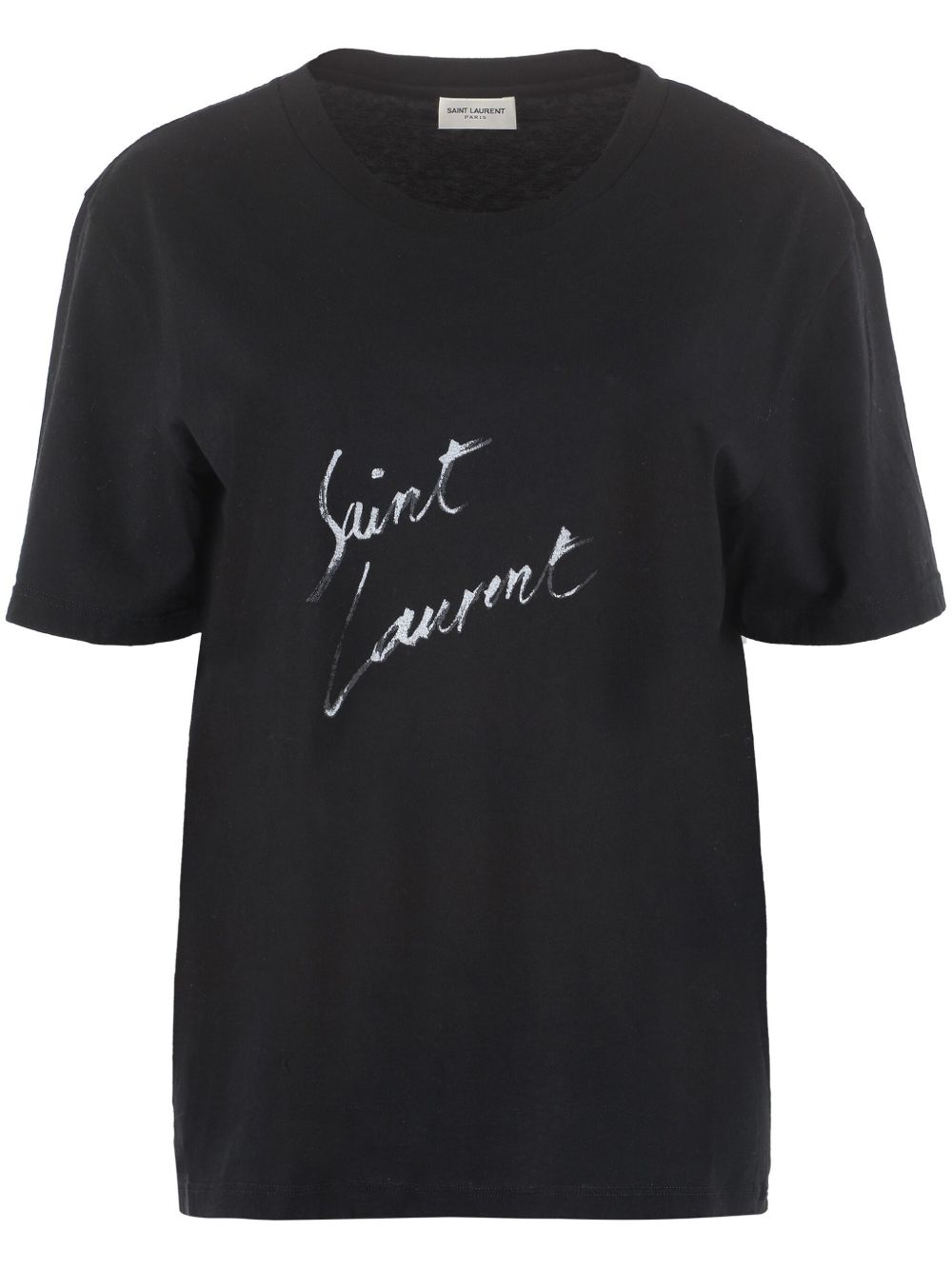 Saint Laurent logo印花男友风全棉T恤 - 黑色