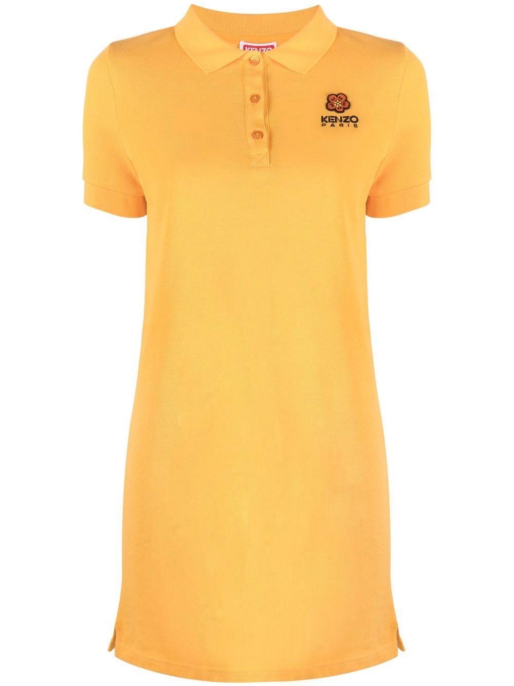Kenzo logo刺绣迷你polo领连衣裙 - 橘色