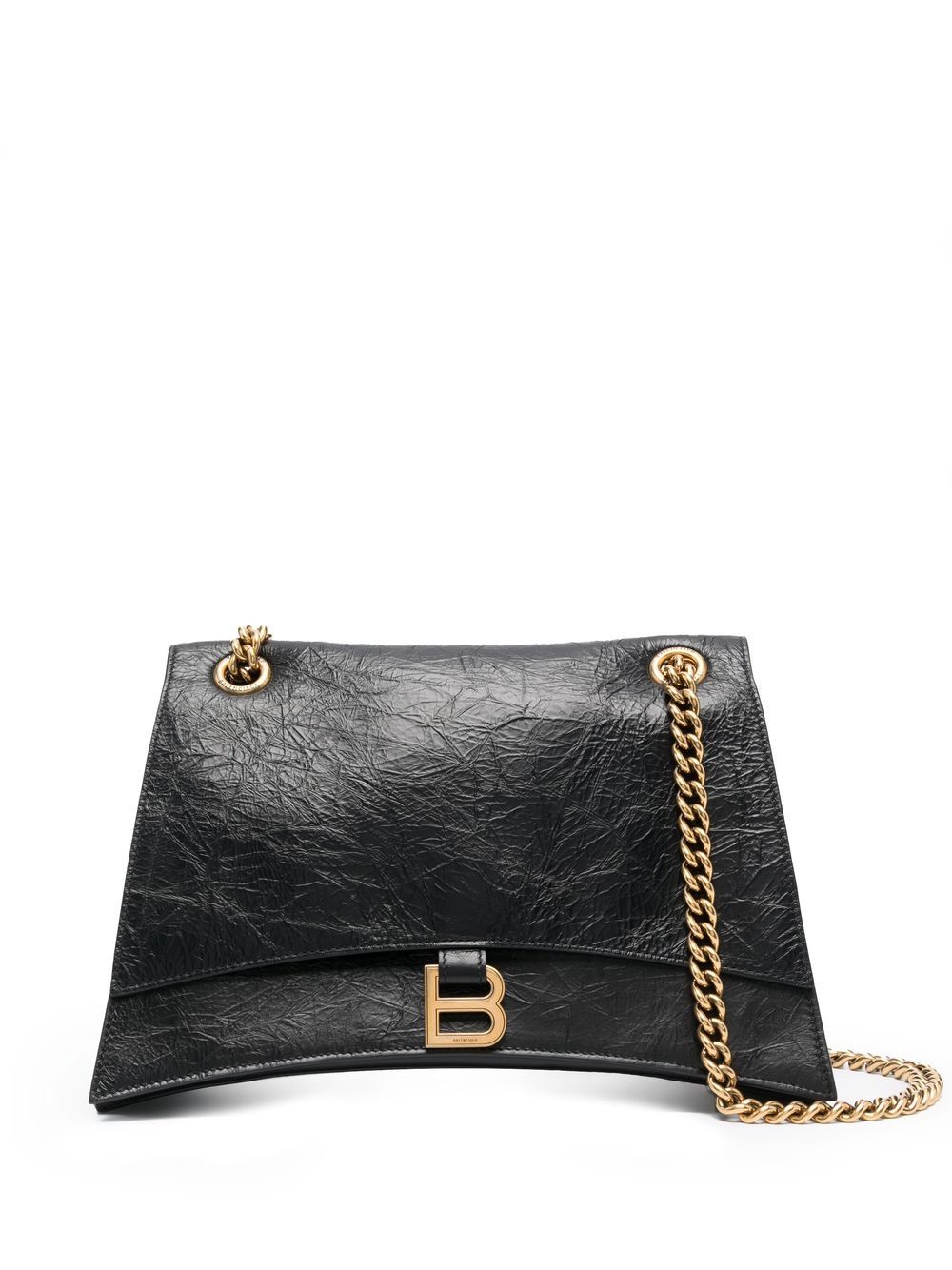 Balenciaga Crush 中号搭链单肩包 - 黑色