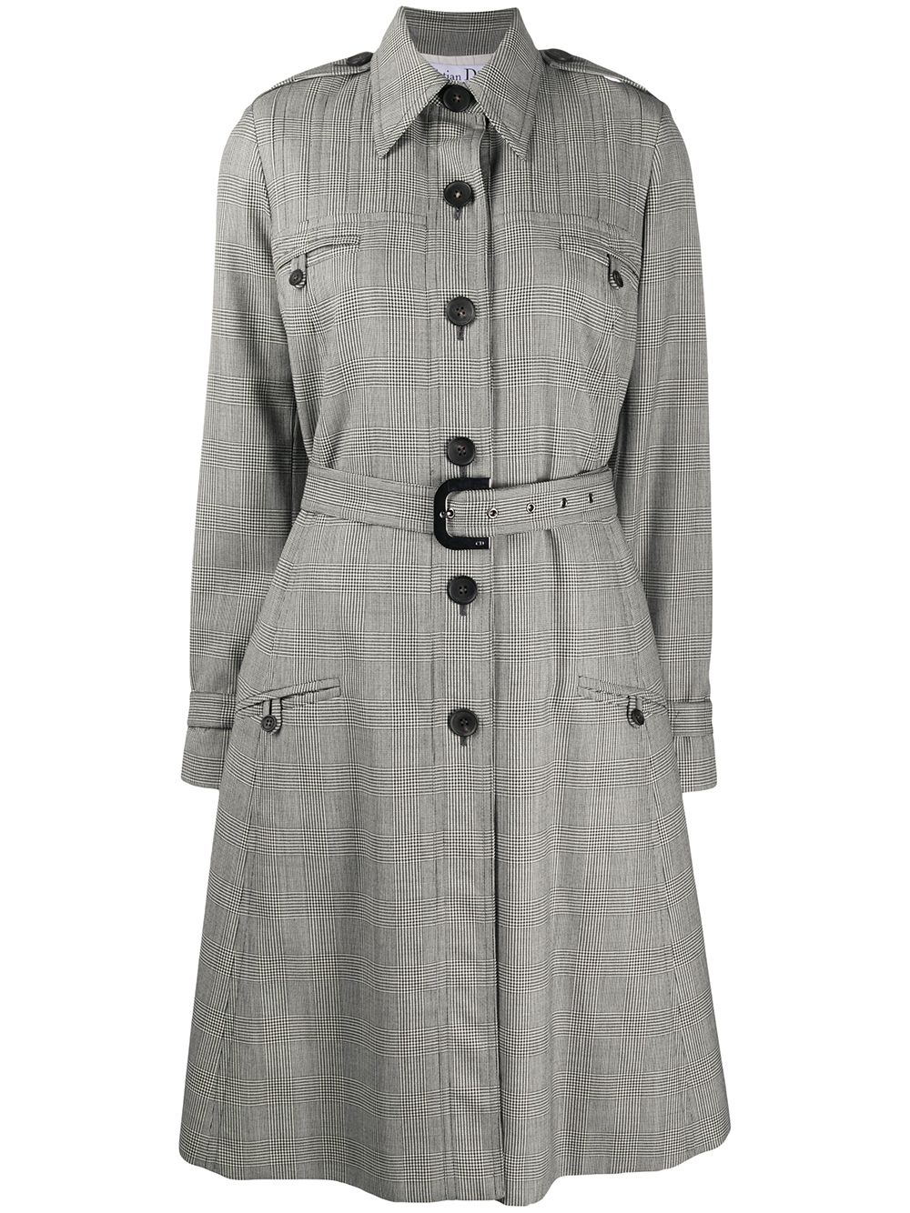 Christian Dior Pre-Owned 格纹风衣（典藏款） - 灰色