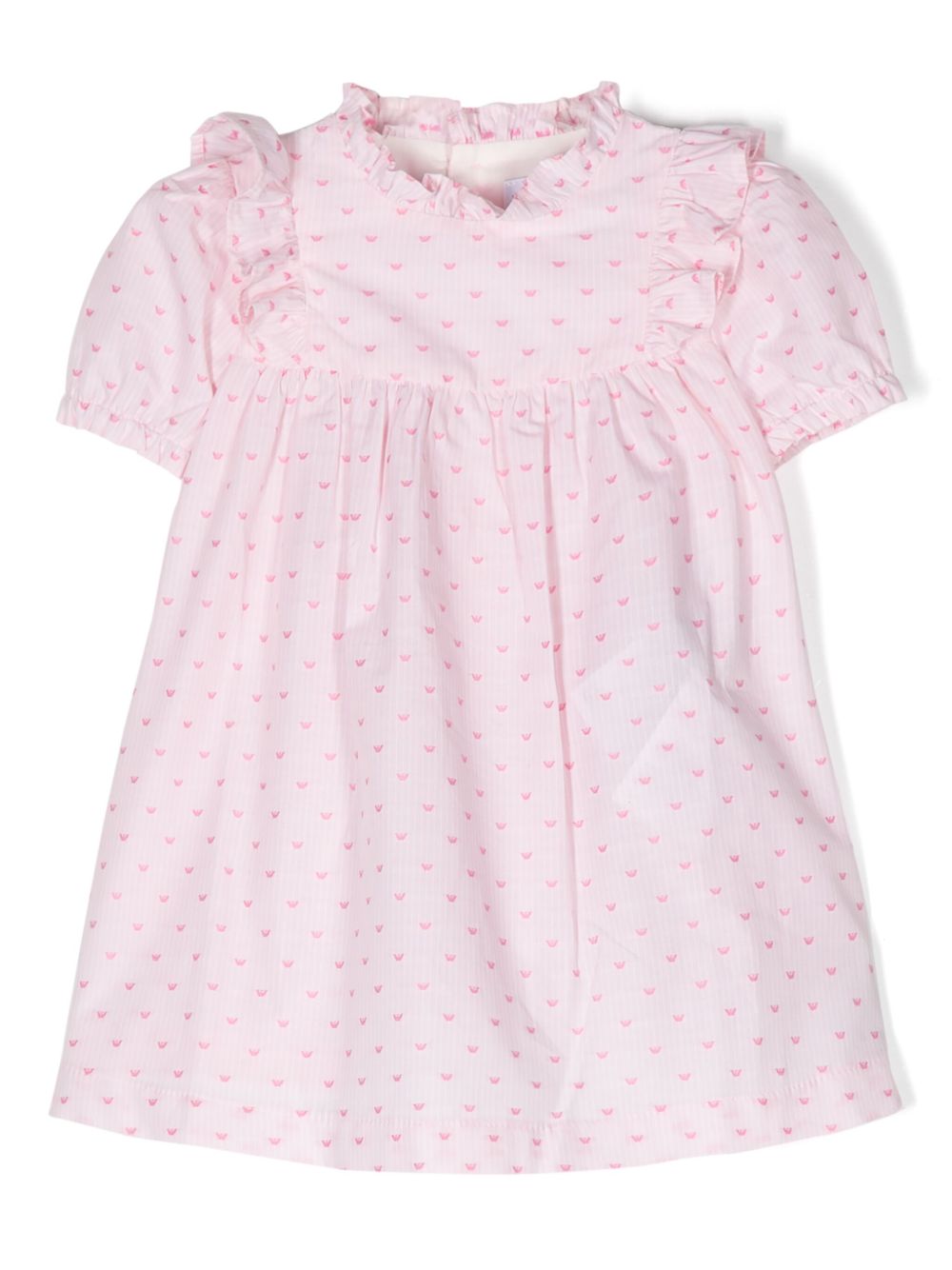 Emporio Armani Kids logo提花伞形连衣裙 - 粉色