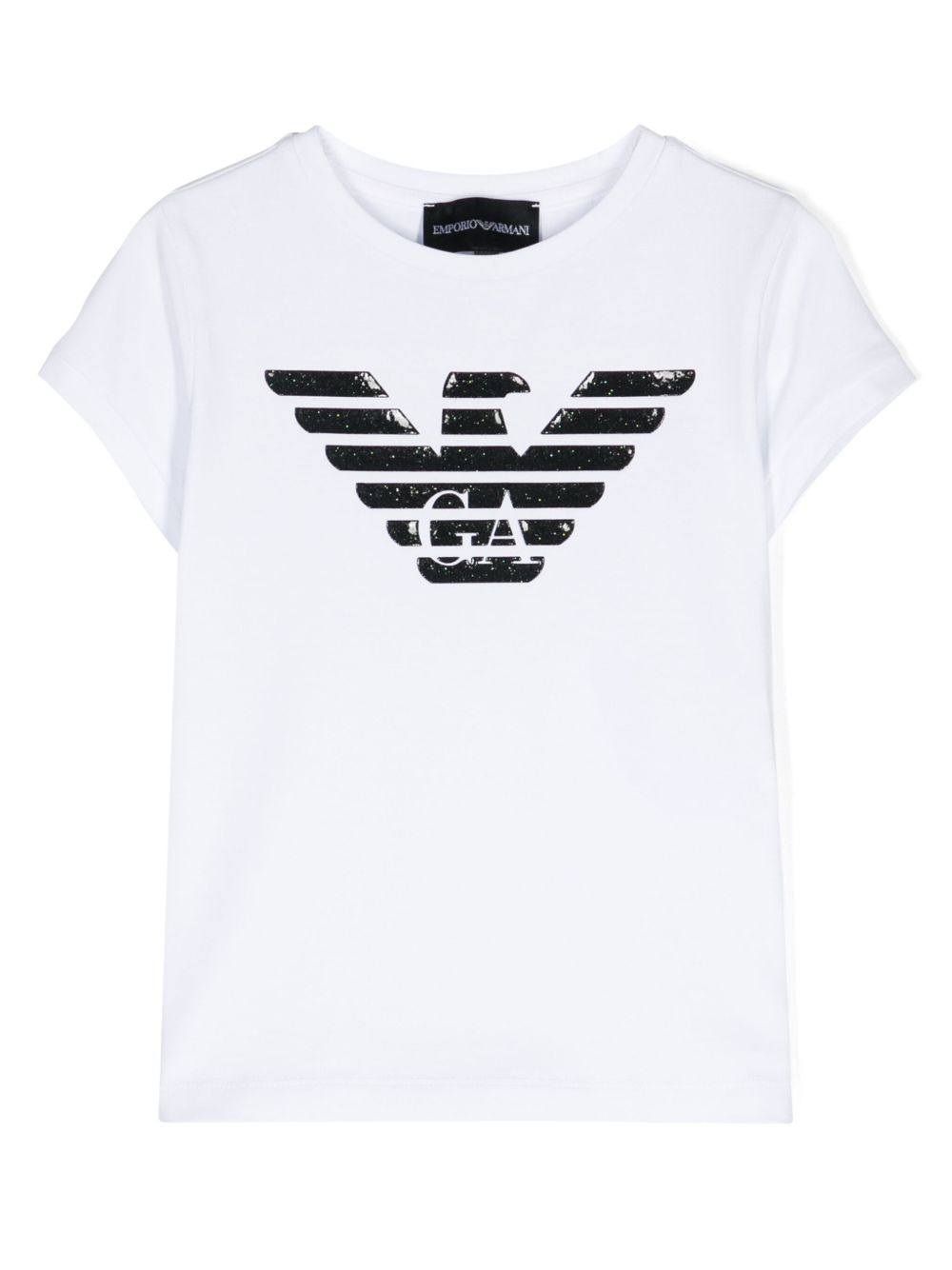 Emporio Armani Kids 橡胶logo平纹针织T恤 - 白色