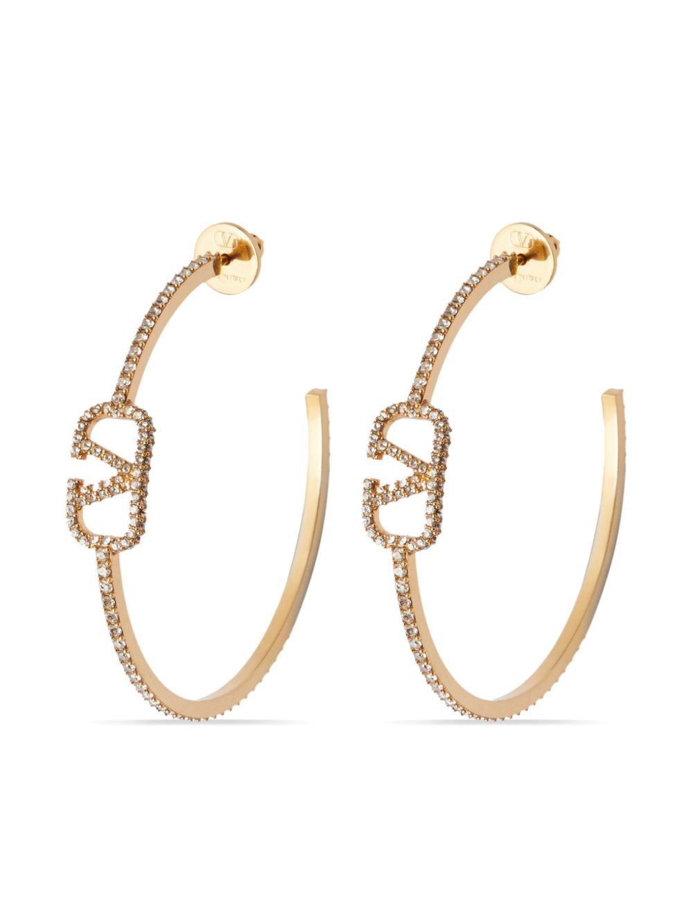 Valentino Garavani VLogo Signature 晶饰圈形耳环 - 金色
