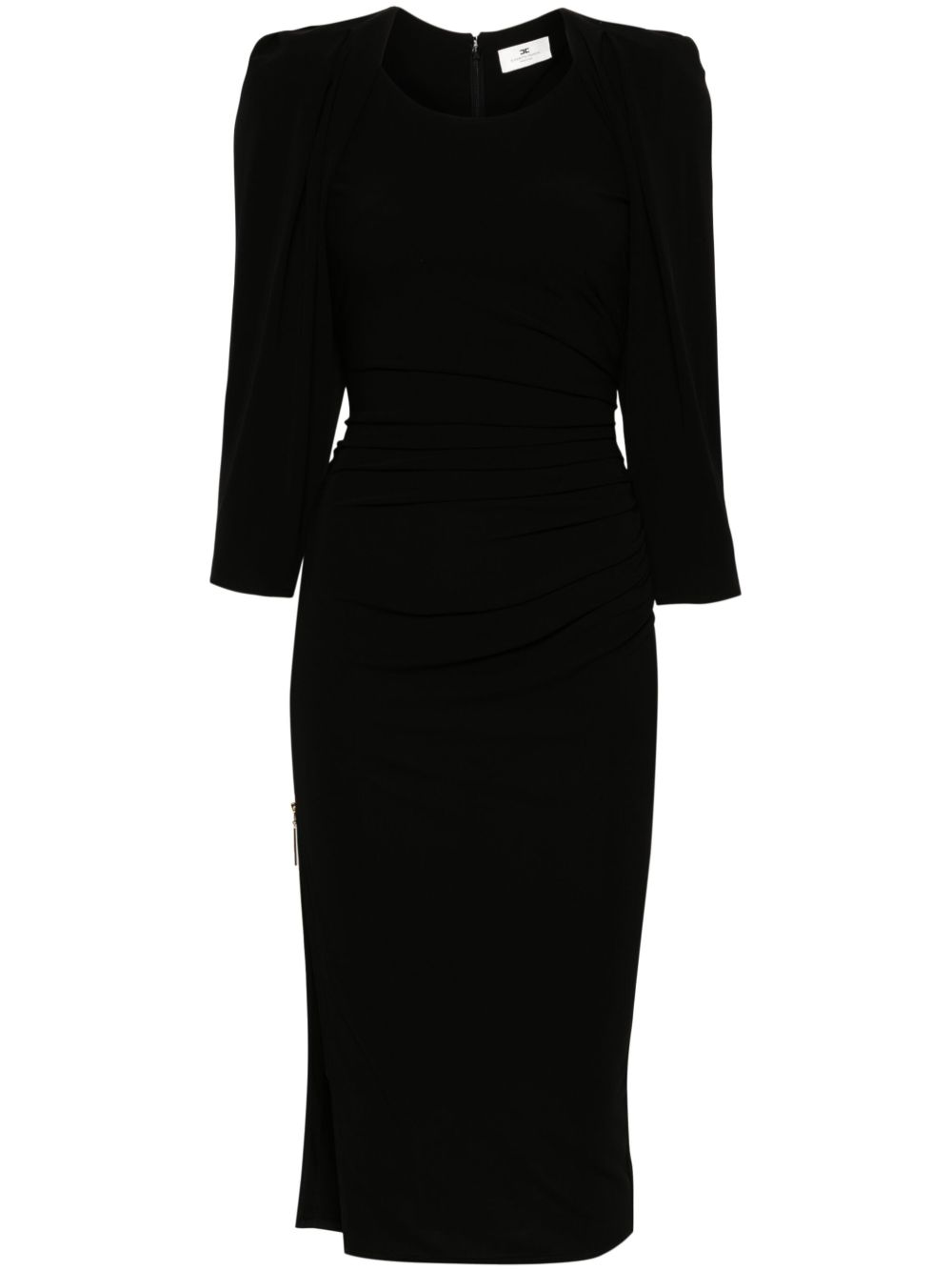 Elisabetta Franchi 拉链细节平纹针织中长连衣裙 - 黑色