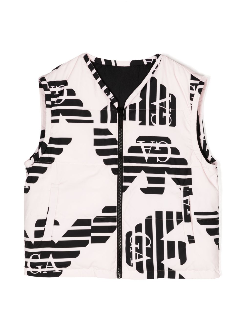 Emporio Armani Kids 经典logo图案填充设计马甲 - 粉色