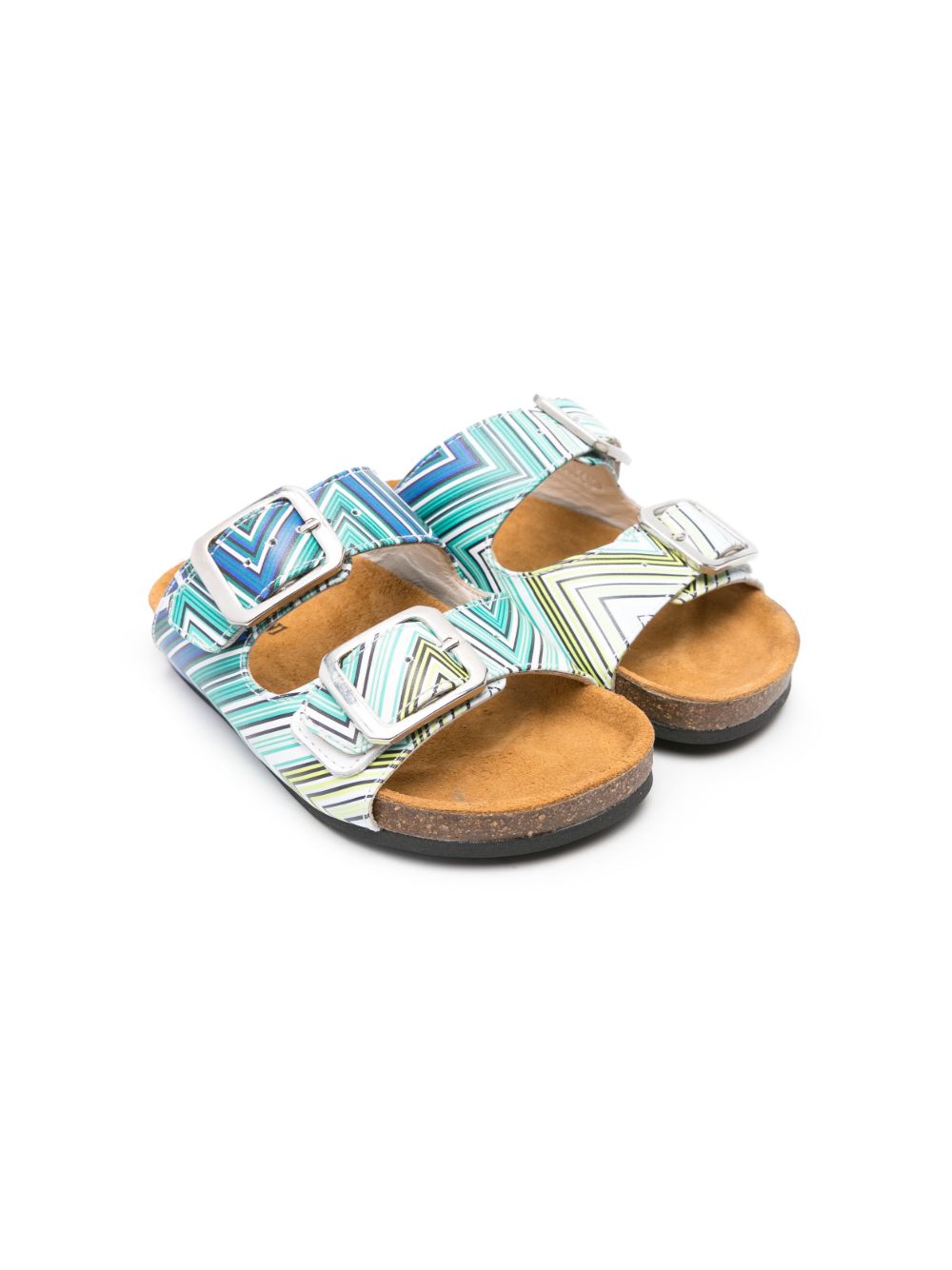 Missoni Kids Z字形图案印花套穿式凉鞋 - 绿色