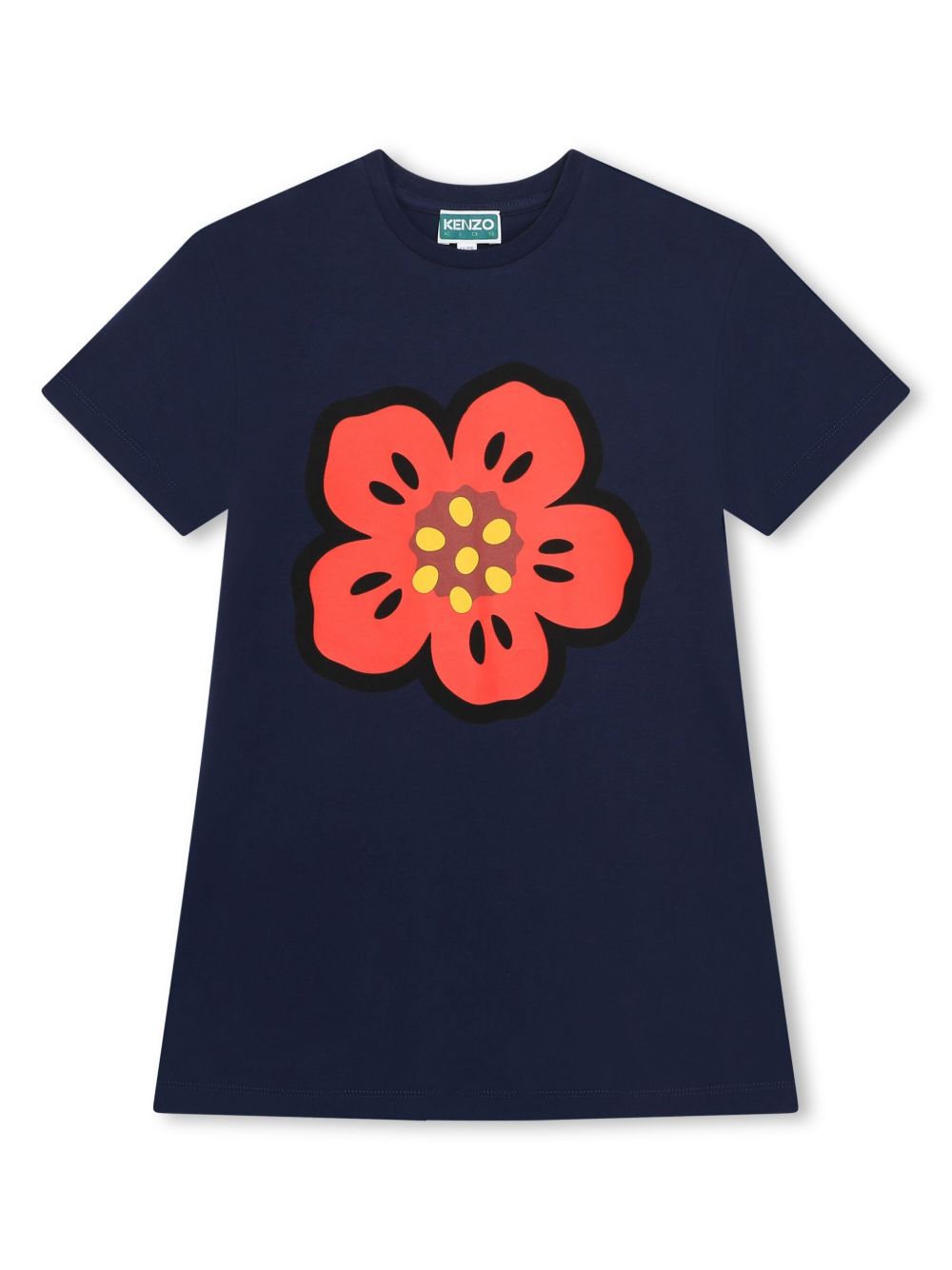 Kenzo Kids Boke Flower 印花棉连衣裙 - 蓝色