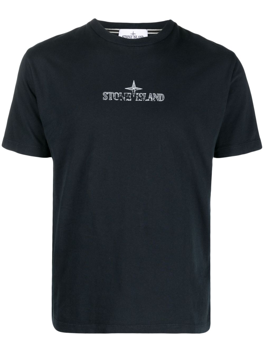 Stone Island logo印花棉T恤 - 蓝色