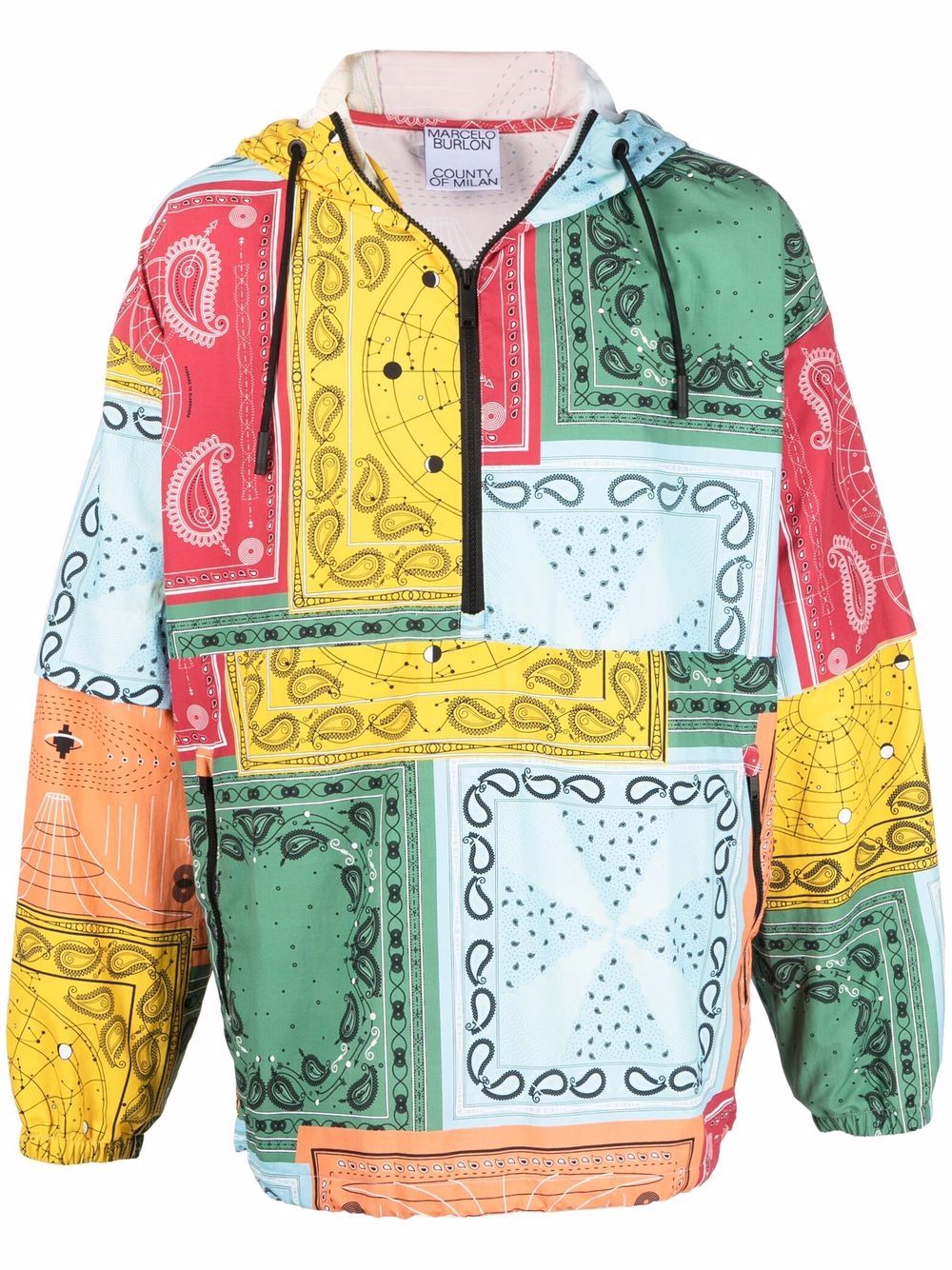 Marcelo Burlon County of Milan 头巾印花连帽夹克 - 蓝色
