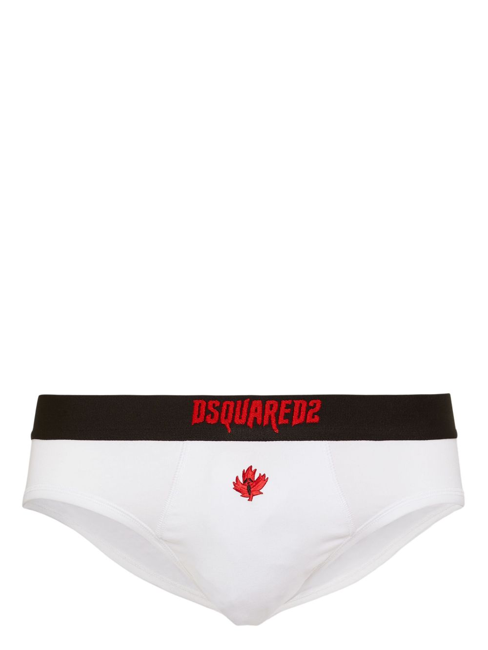 DSQUARED2 Horror 枫叶刺绣三角内裤 - 白色