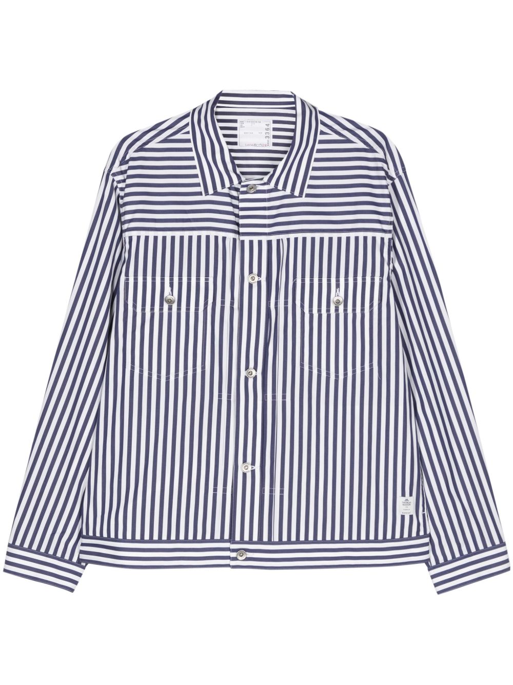 sacai 条纹棉衬衫 - 蓝色