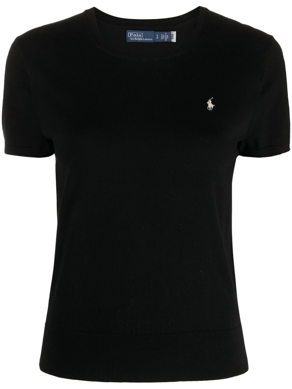 Polo Ralph Lauren logo刺绣针织T恤 - 黑色