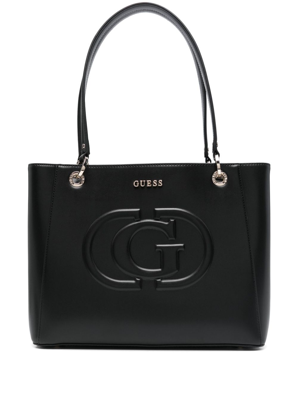 GUESS USA logo压纹手提包 - 黑色