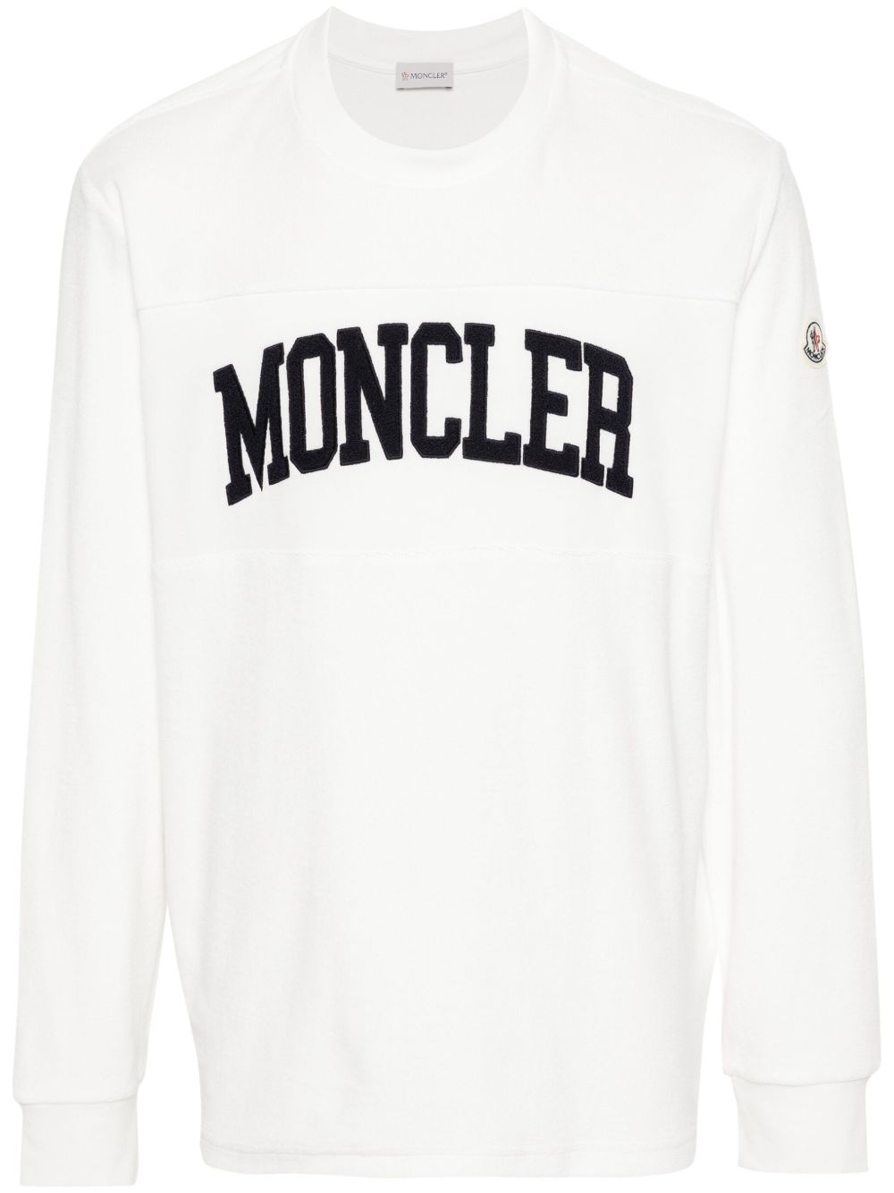 Moncler logo刺绣棉卫衣 - 白色