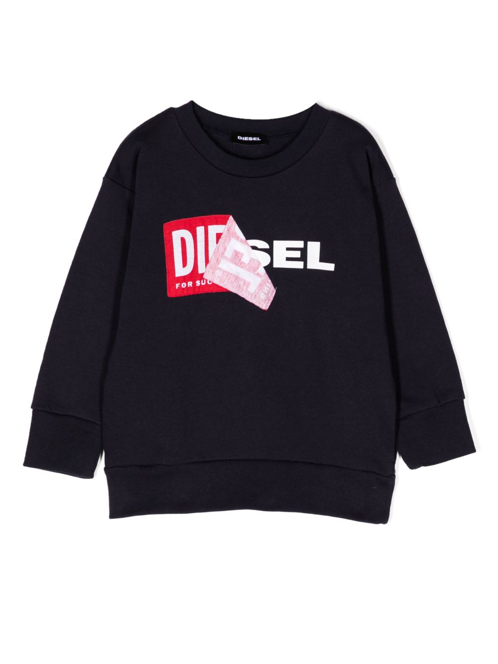 Diesel Kids logo印花棉卫衣 - 蓝色