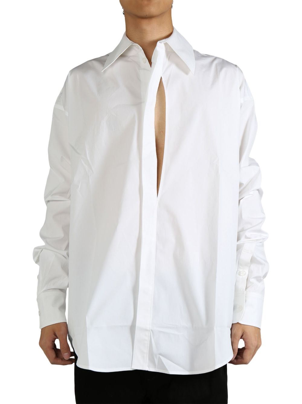 LGN LOUIS GABRIEL NOUCHI asymmetric-opening shirt - 白色