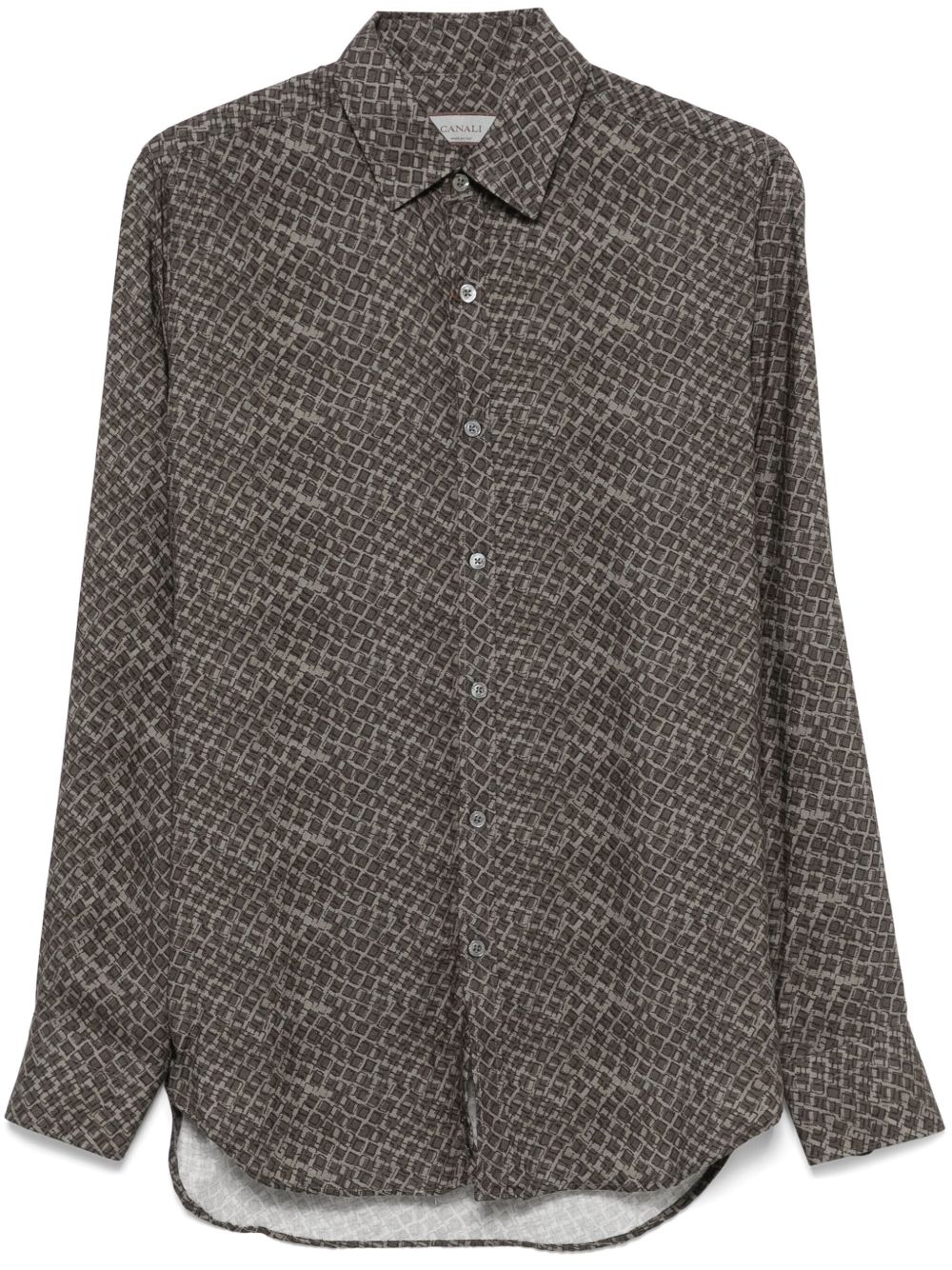 Canali 图案印花衬衫 - 绿色