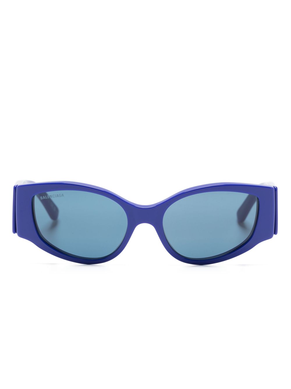 Balenciaga Eyewear logo印花圆框太阳眼镜 - 蓝色