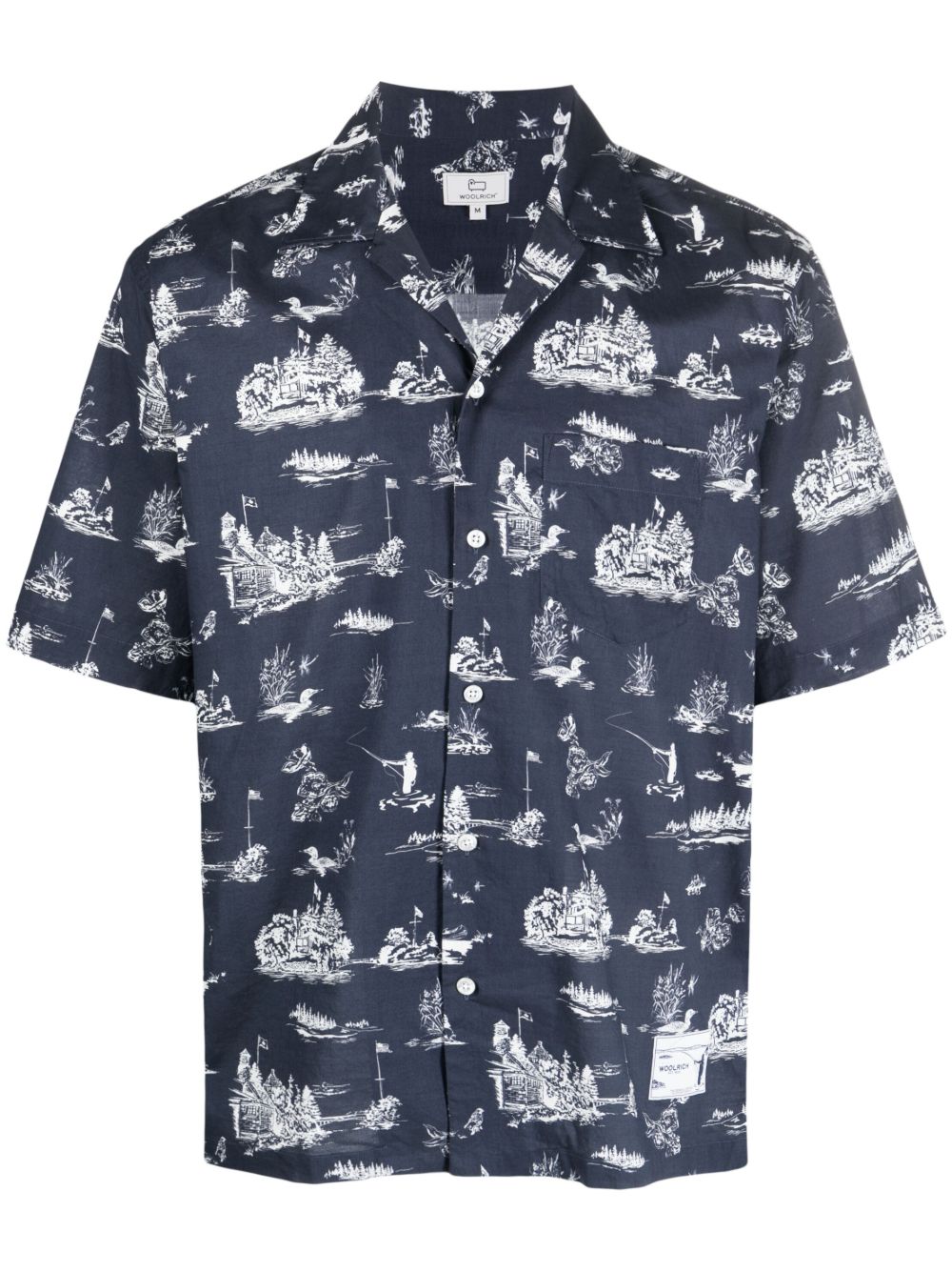 Woolrich 风景印花棉衬衫 - 蓝色