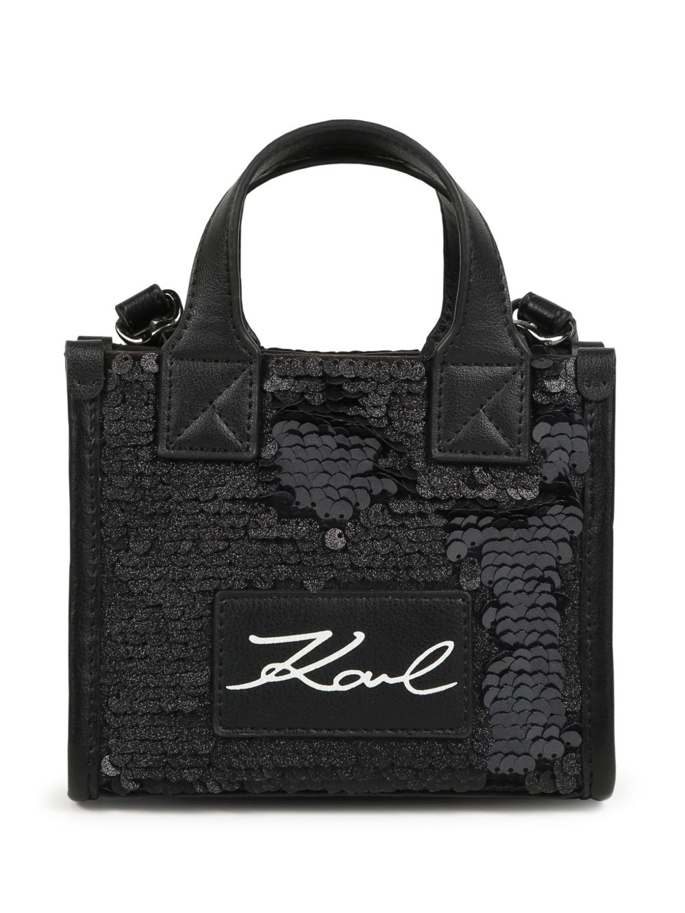 Karl Lagerfeld Kids 亮片镶嵌单肩包 - 黑色