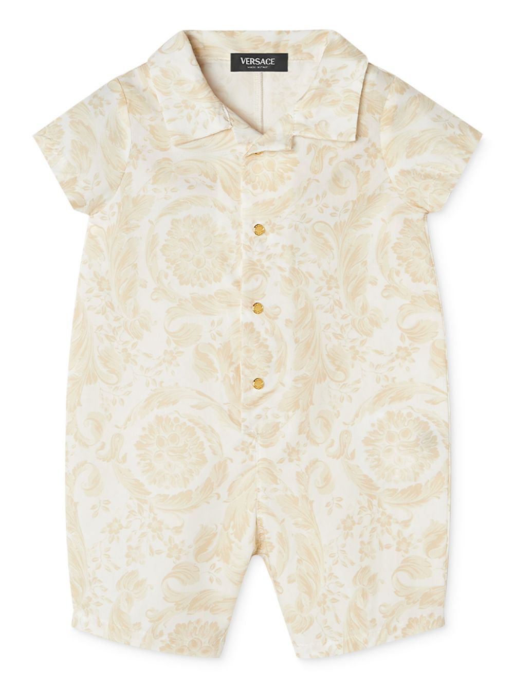 Versace Kids Barocco 印花连体短裤 - 中性色