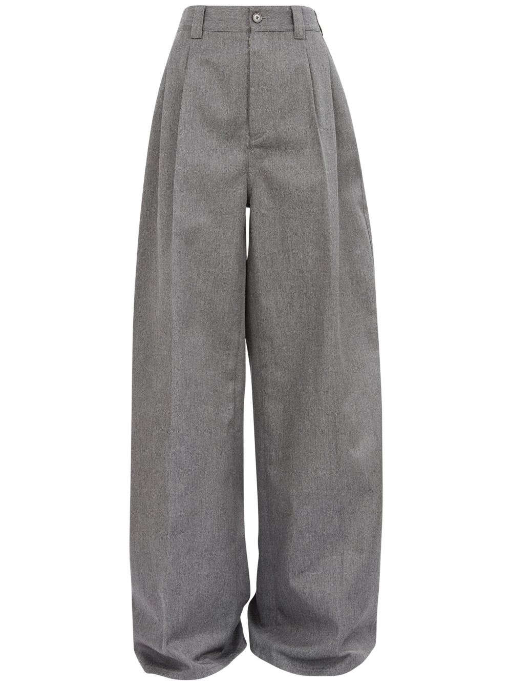 Maison Margiela 褶饰细节斜纹布长裤 - 灰色