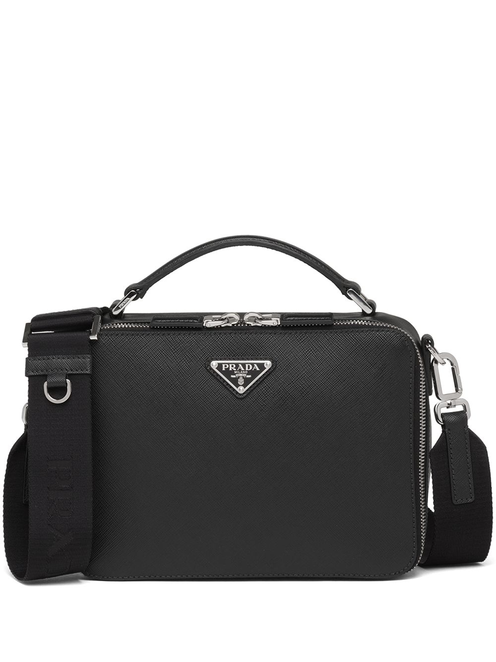 Prada Brique Saffiano 皮质邮差包 - 黑色