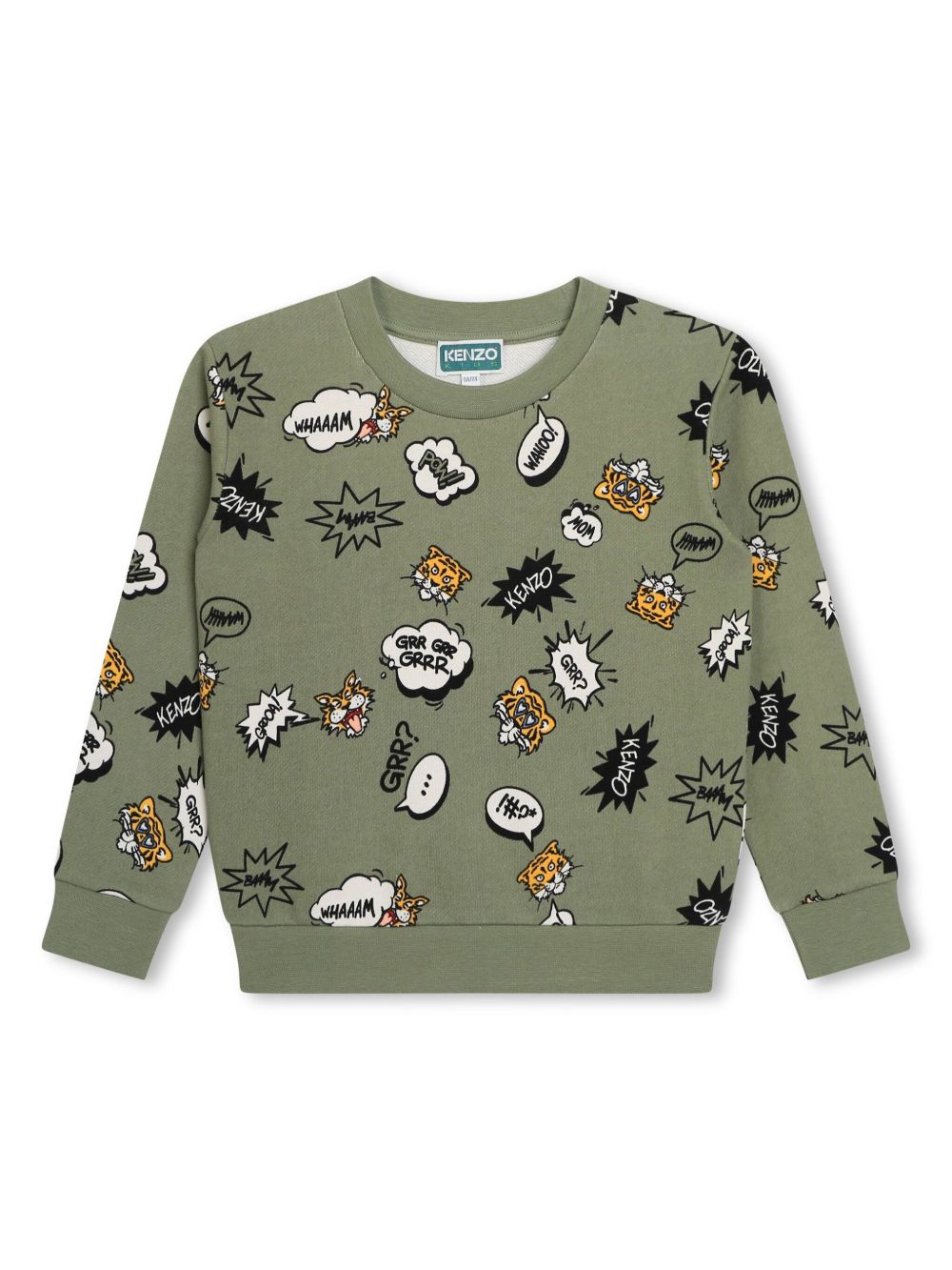 Kenzo Kids logo印花棉卫衣 - 绿色