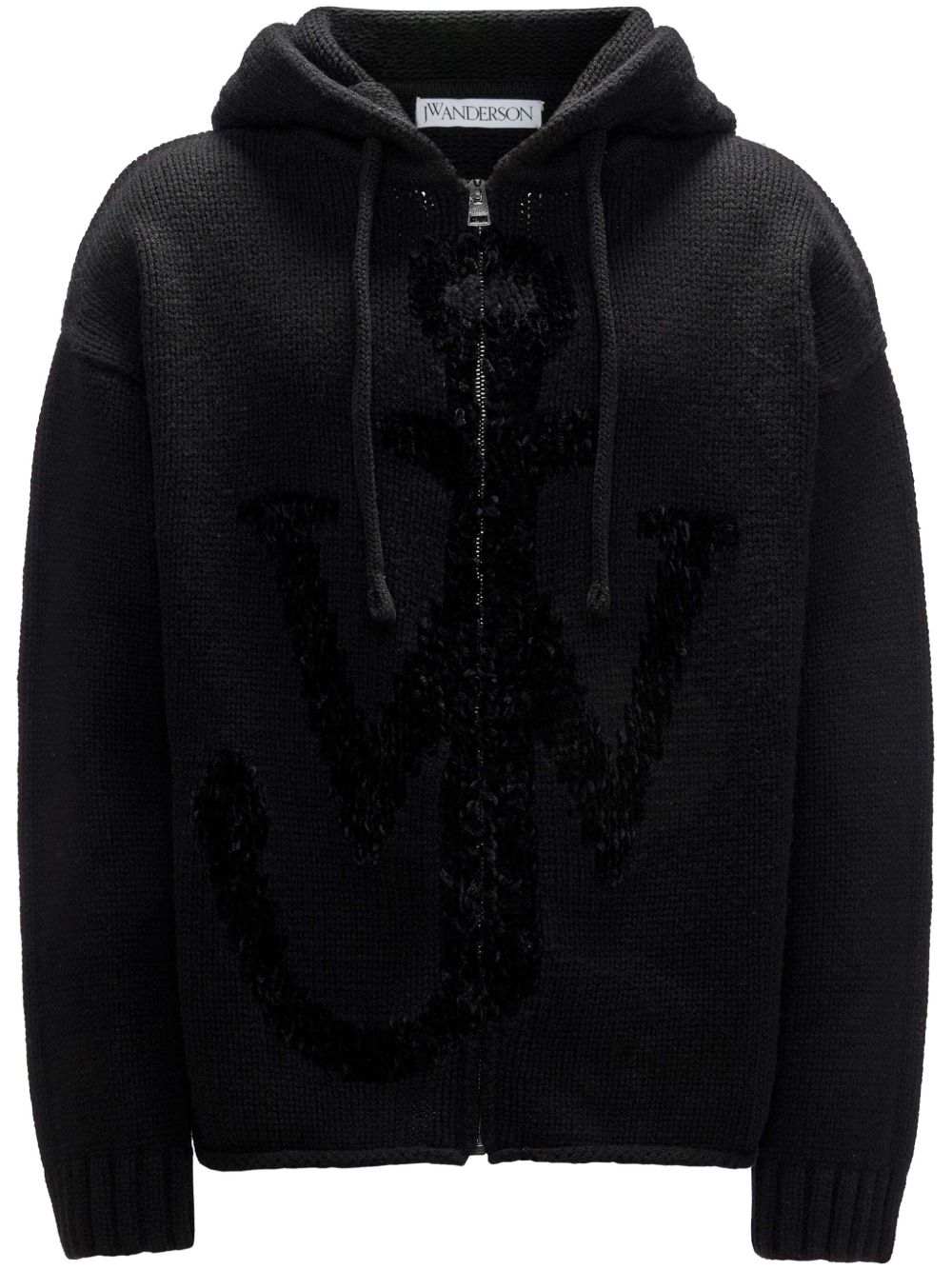 JW Anderson 船锚logo拉链连帽衫 - 黑色
