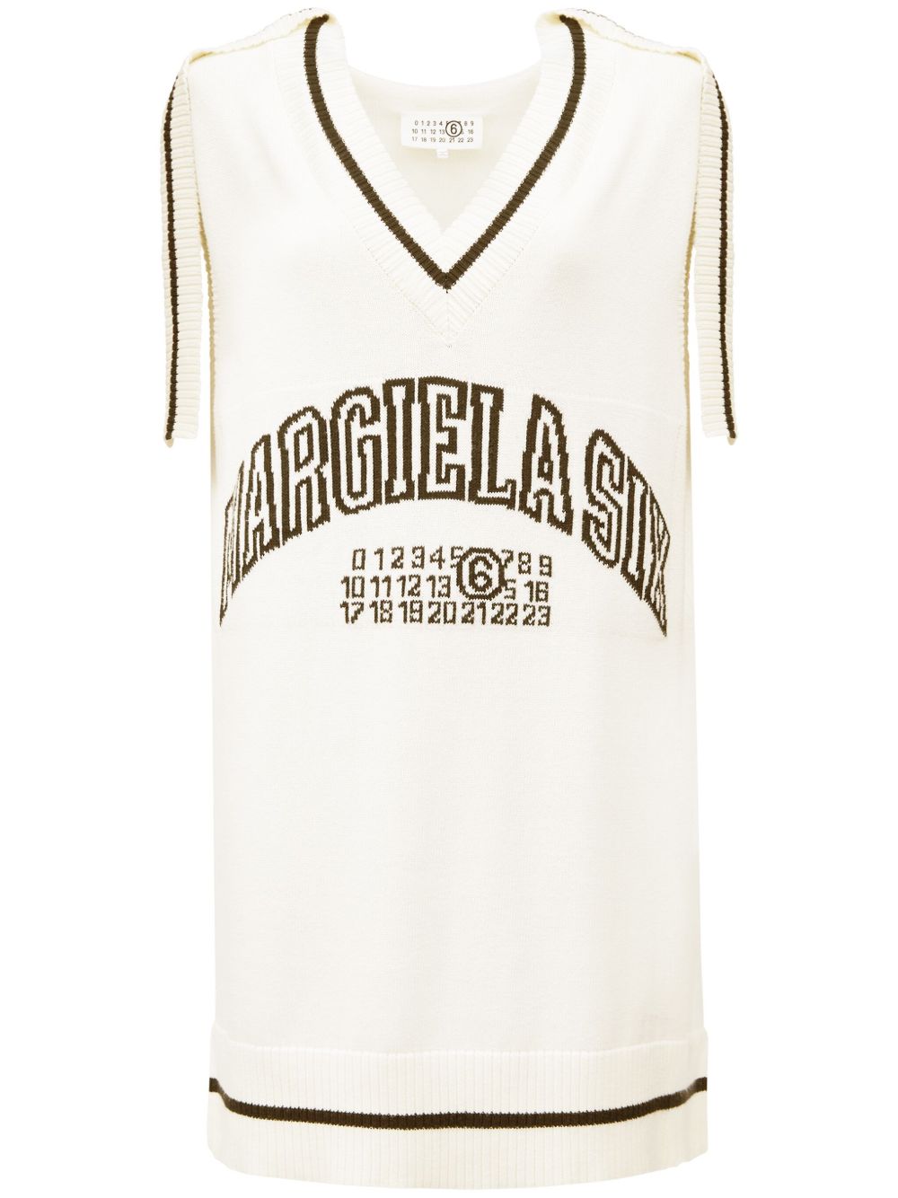 MM6 Maison Margiela logo提花针织连衣裙 - 白色