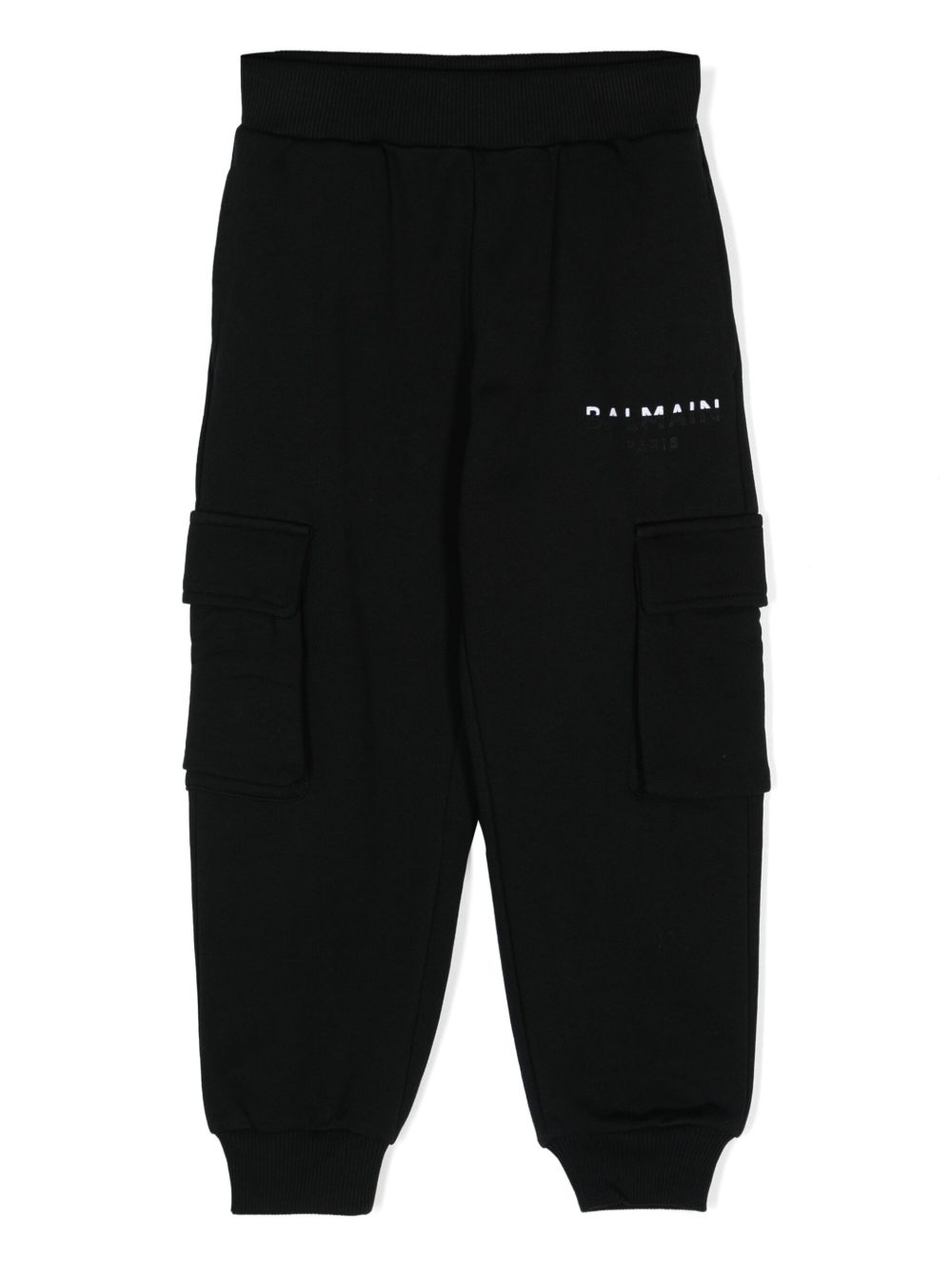 Balmain Kids logo印花棉运动裤 - 黑色