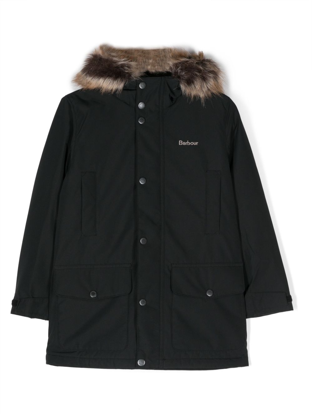 Barbour Kids logo-embroidered press-stud jacket - 黑色