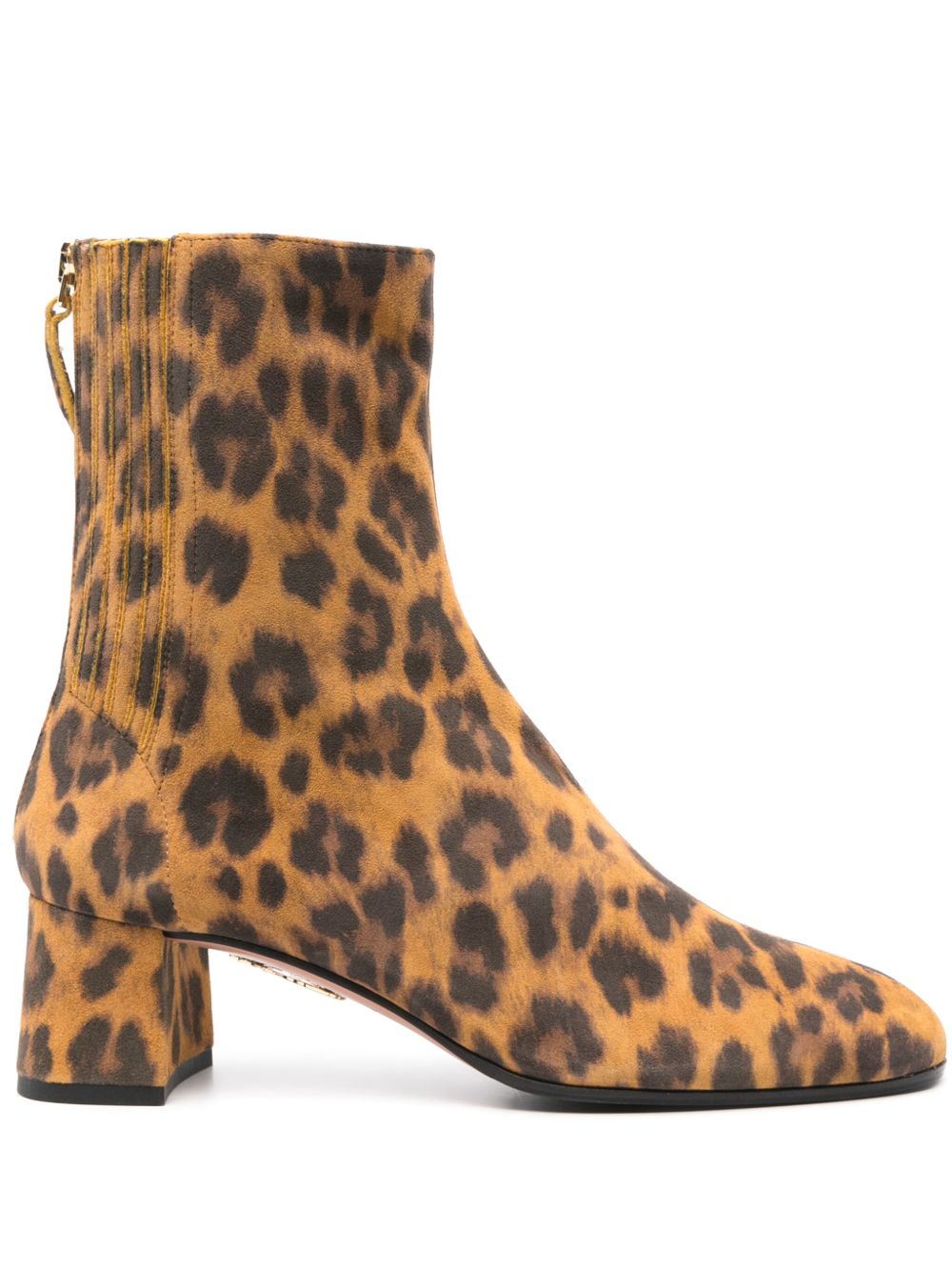 Aquazzura 动物纹中跟靴（5厘米） - 褐色