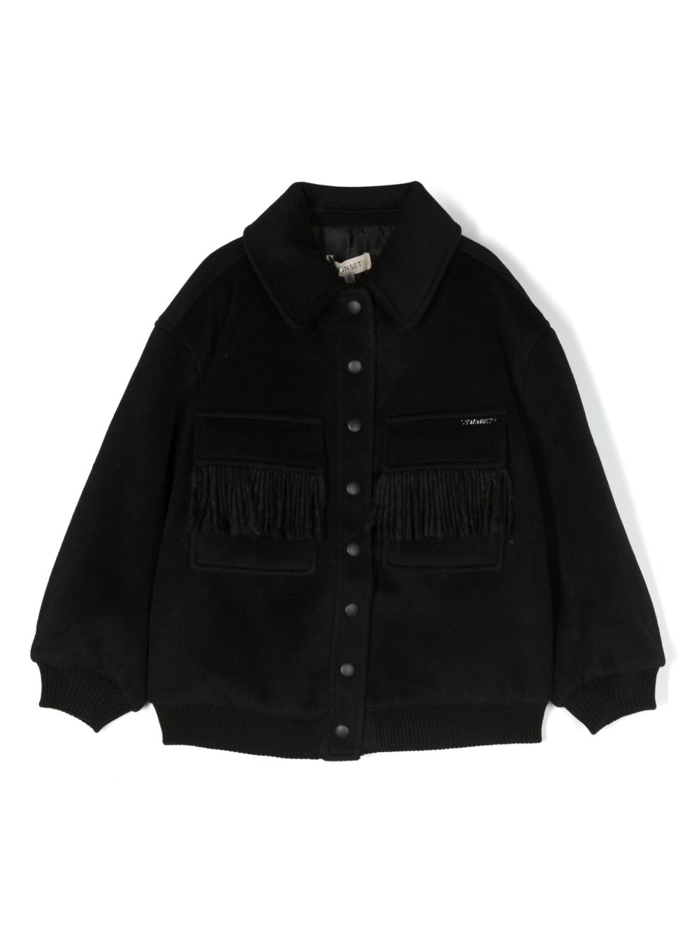 TWINSET Kids logo标牌流苏夹克 - 黑色