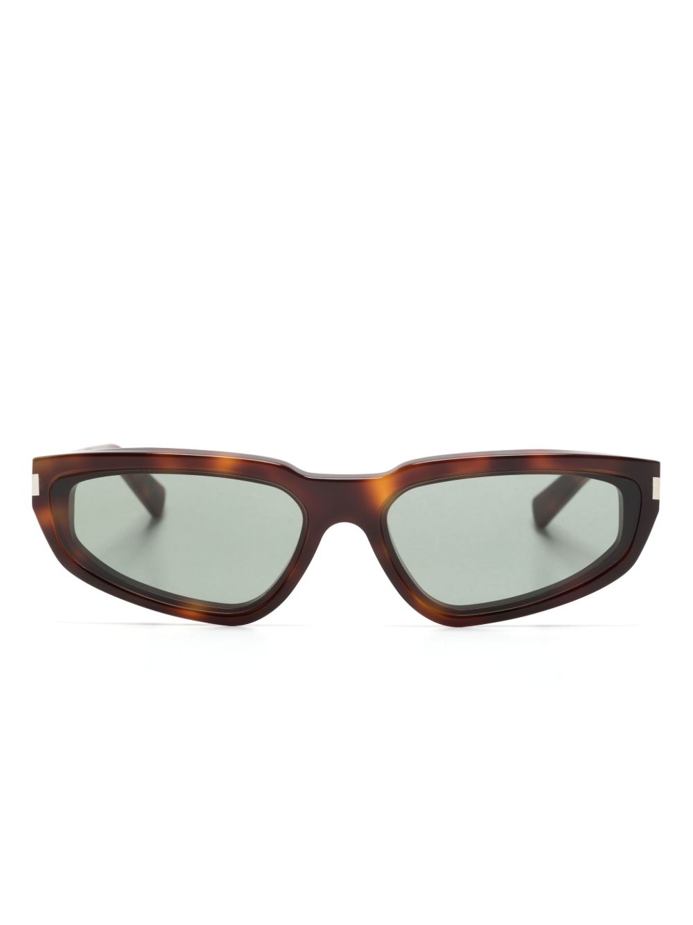 Saint Laurent Eyewear 玳瑁纹长方形框太阳眼镜 - 褐色
