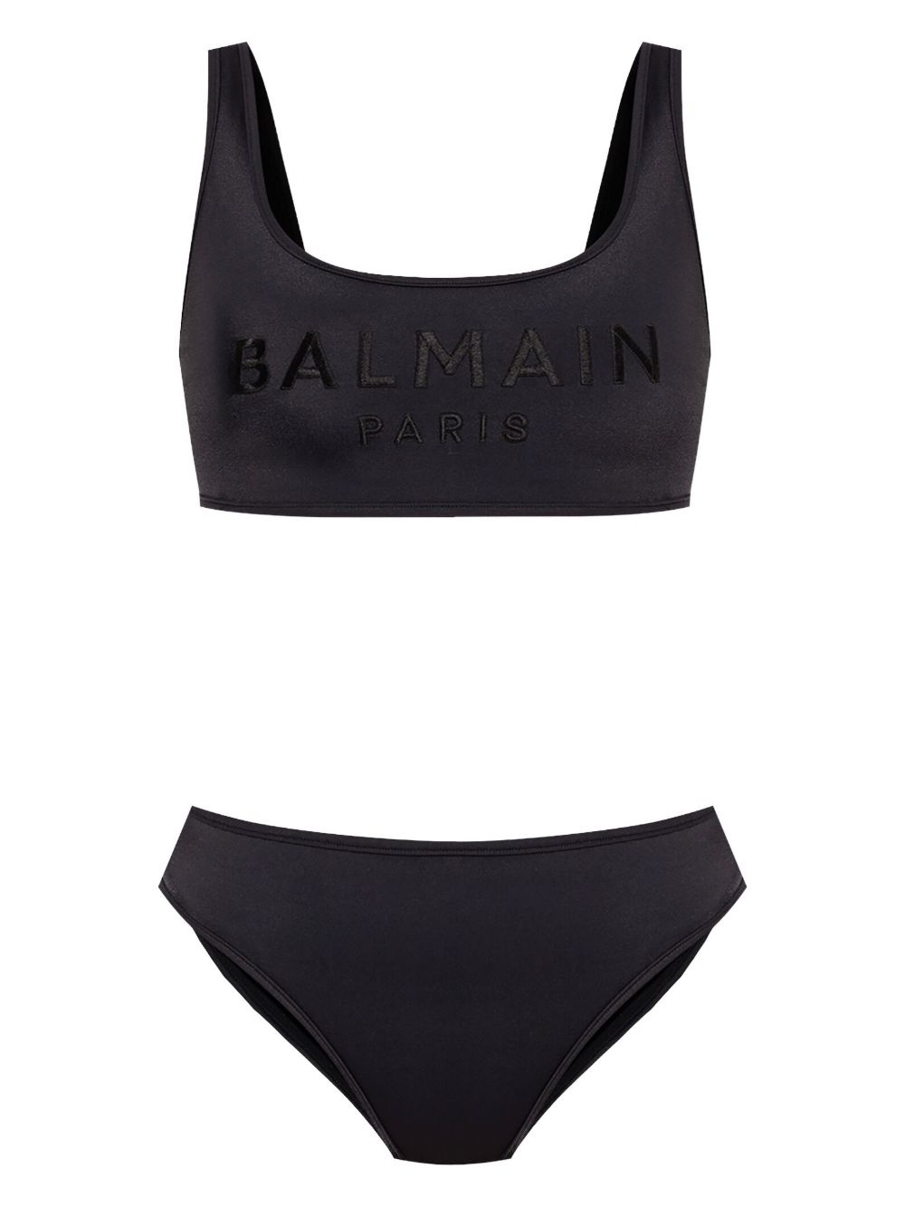 Balmain logo刺绣比基尼套装 - 黑色