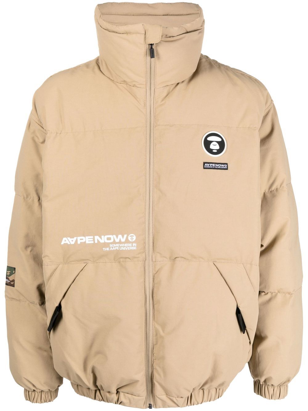 AAPE BY *A BATHING APE® 高领填充夹克 - 褐色
