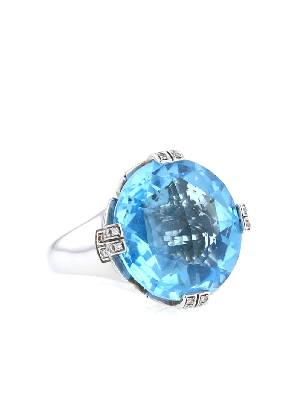 Bvlgari Pre-Owned 白金 Parentesi 钻石黄玉鸡尾酒戒指 （2010年代典藏款） - 银色
