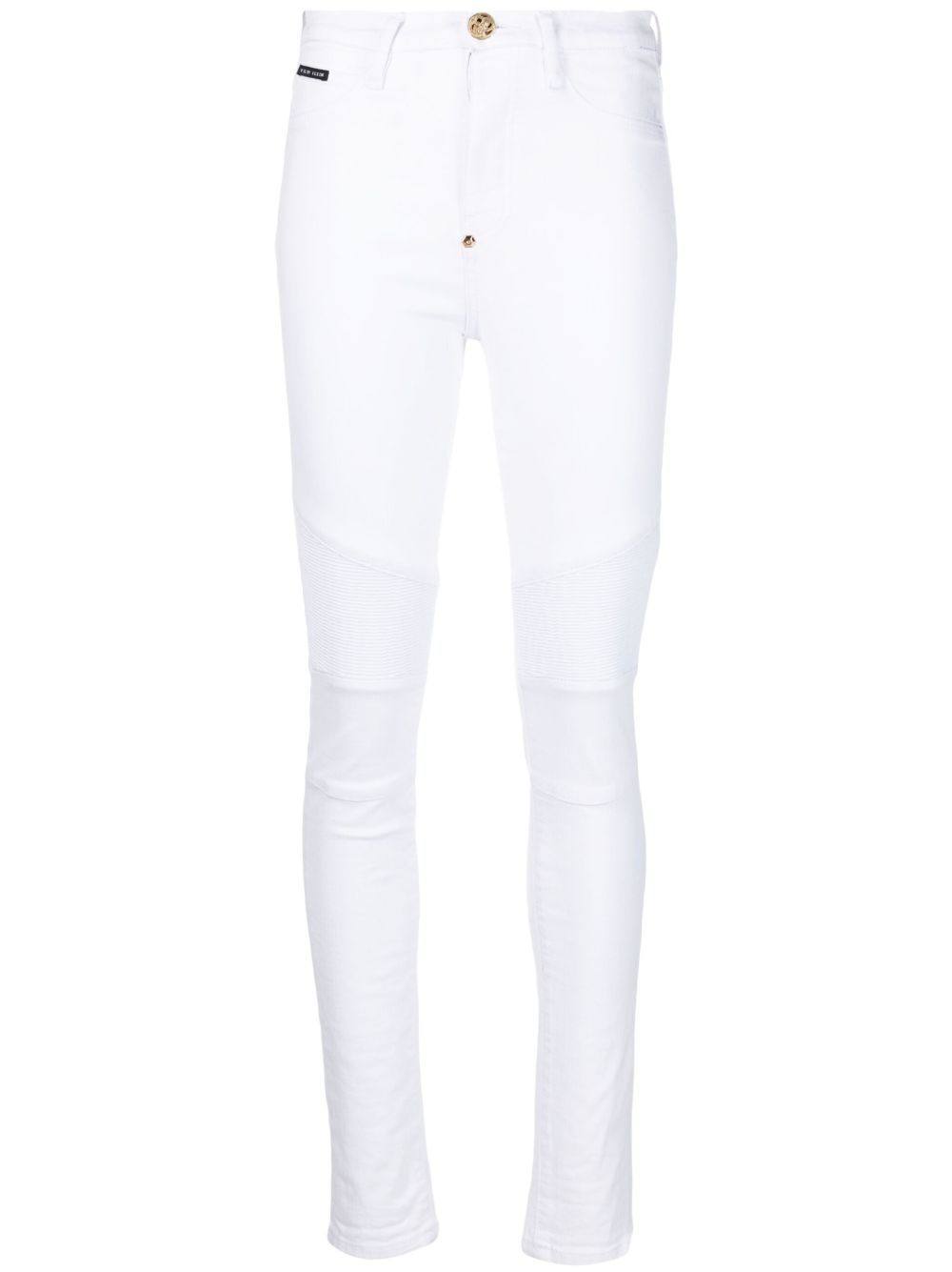 Philipp Plein Biker 高腰牛仔裤 - 白色
